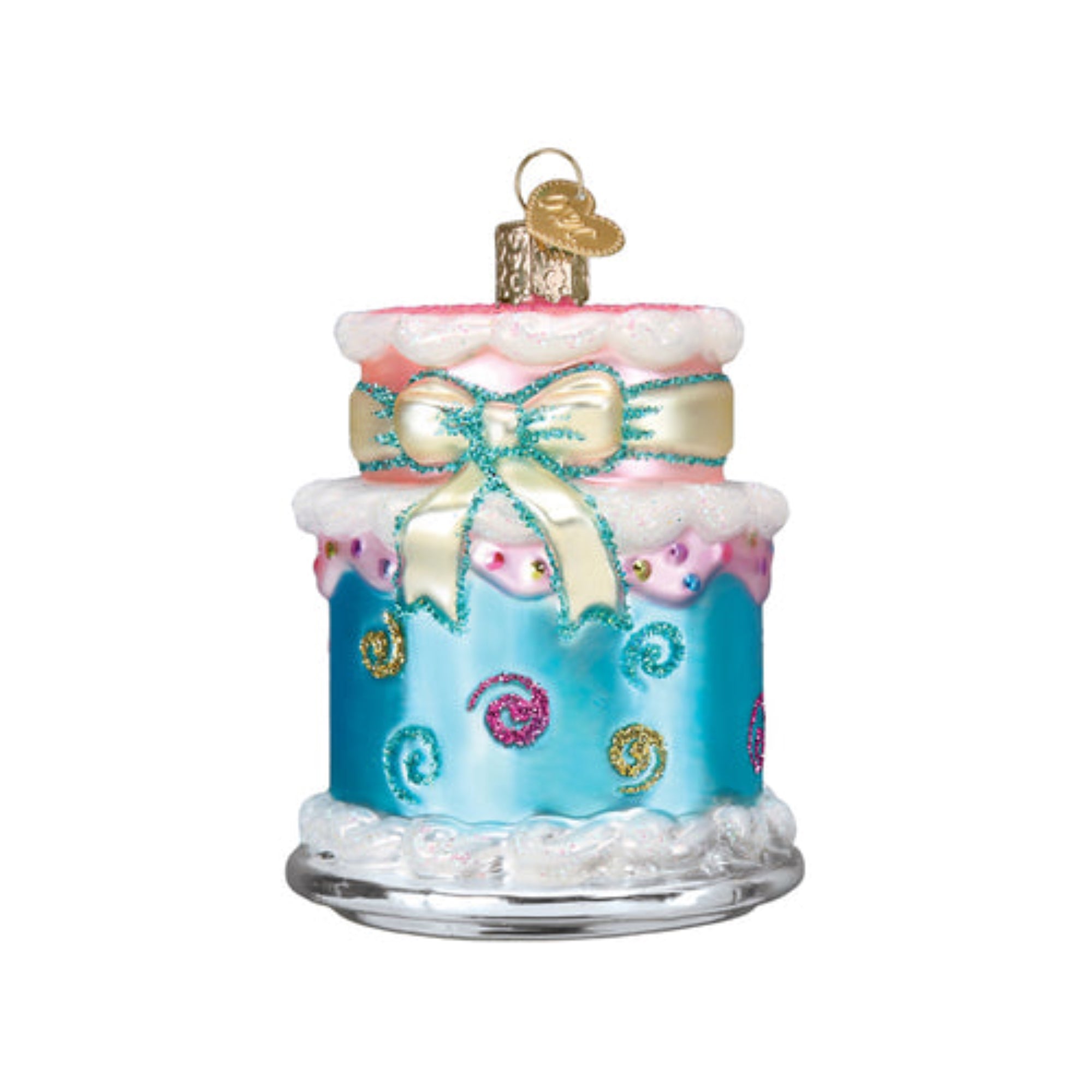 Old World Christmas Glass Blown Ornaments for Tree, Happy Birthday Cake