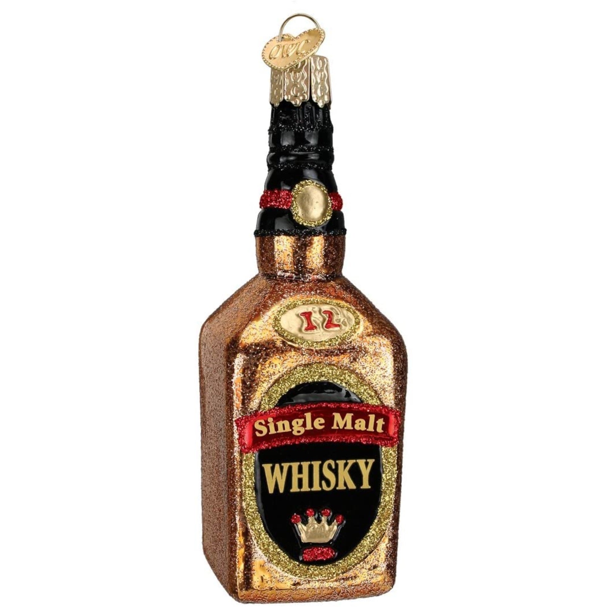 Old World Christmas Blown Glass Christmas Ornament, Whisky Bottle