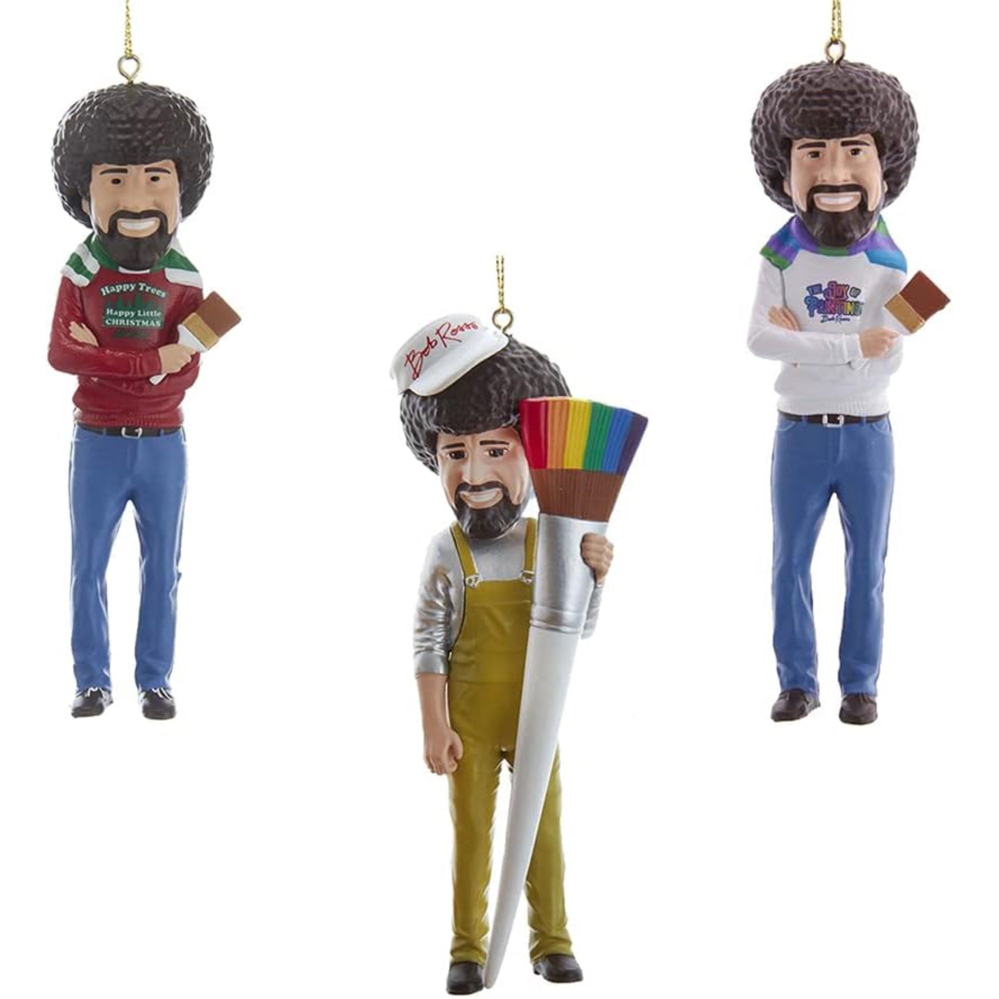 Kurt S. Adler Christmas Bob Ross Plastic Ornament Sets, Multi-Colored, 5"