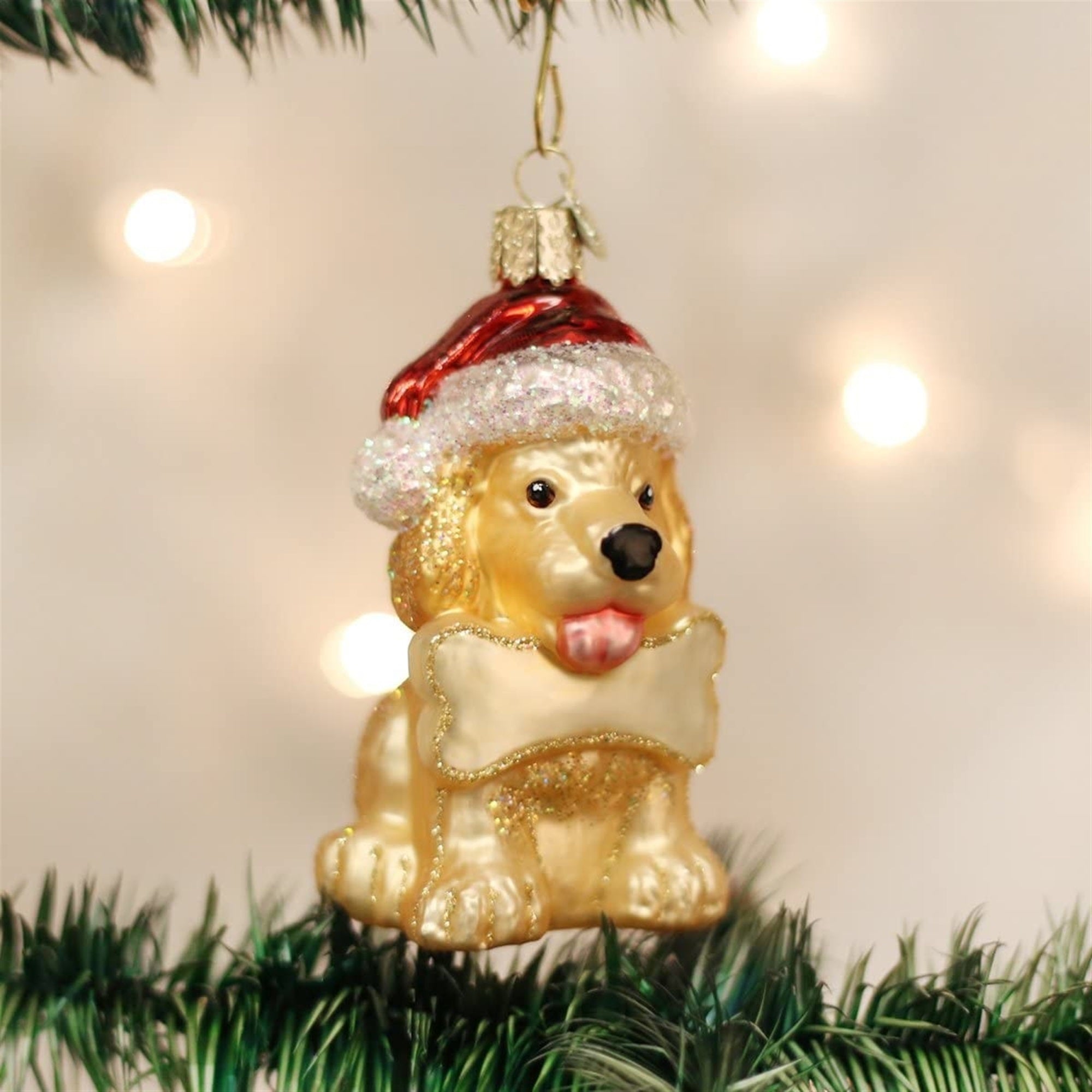 Old World Christmas Glass Blown Jolly Pup Ornament