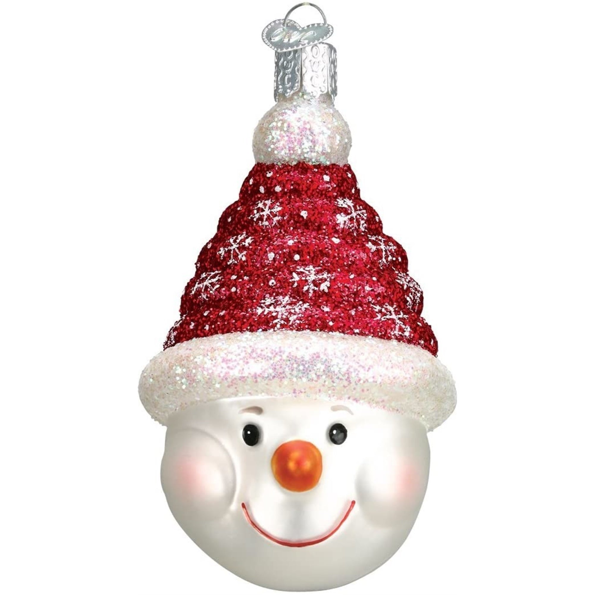 Old World Christmas Glass Blown Glistening Candy Coil Snowman Ornament