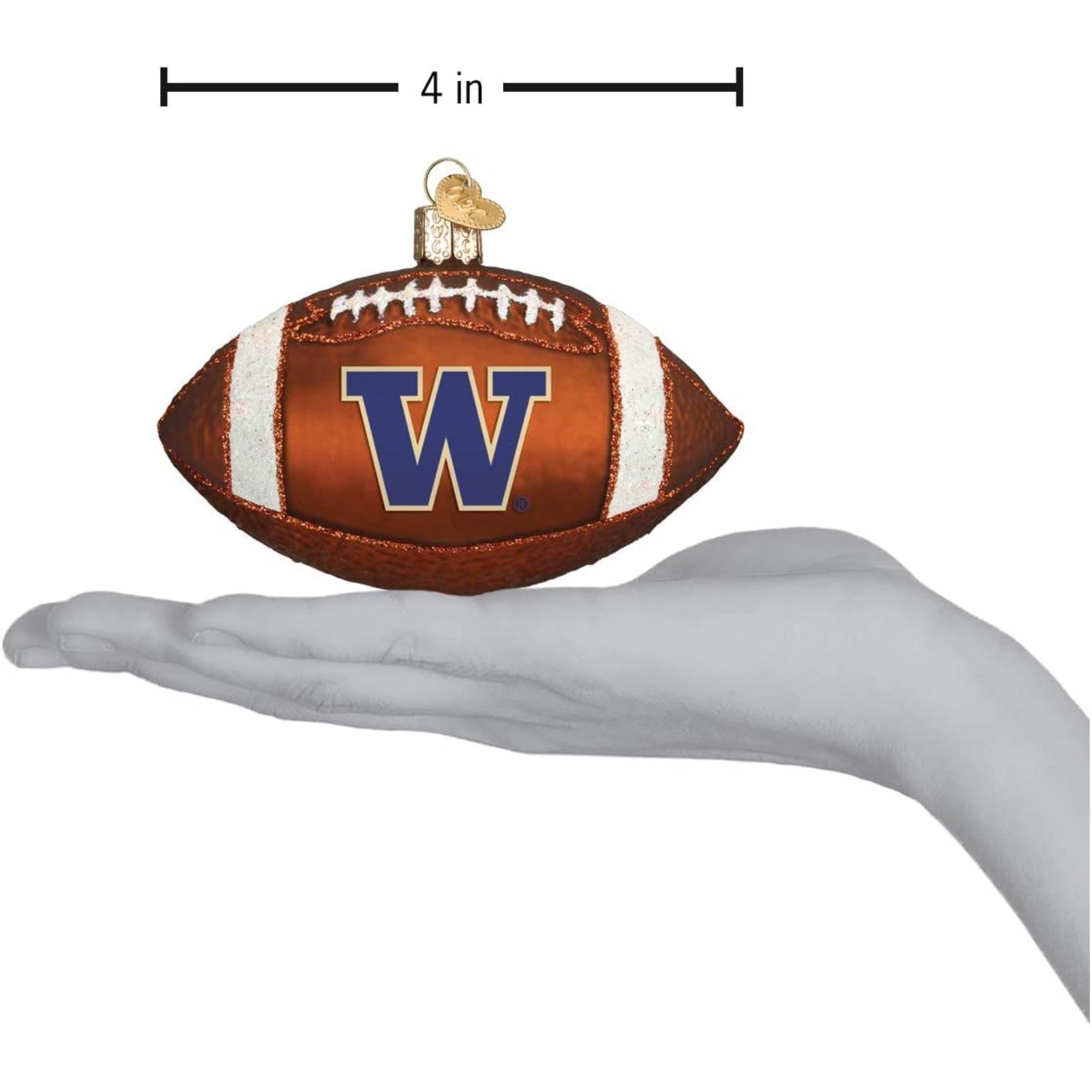 Old World Christmas Blown Glass Ornament for Tree, Washington Huskies Football