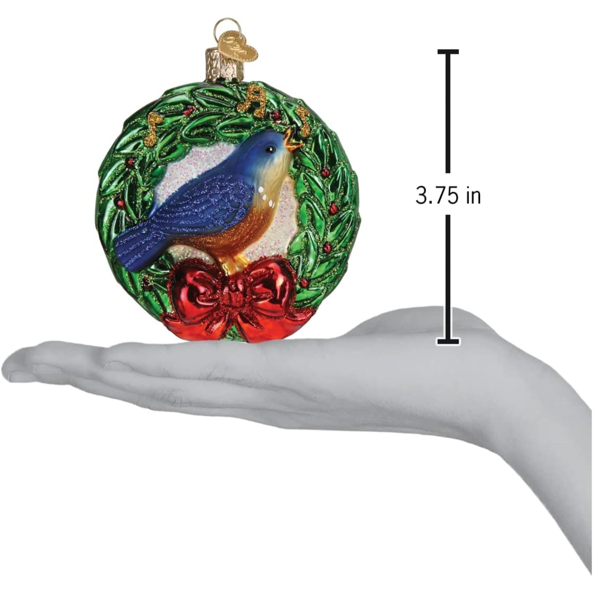 Old World Christmas Glass Blown Calling Bird Ornament, 3.75"