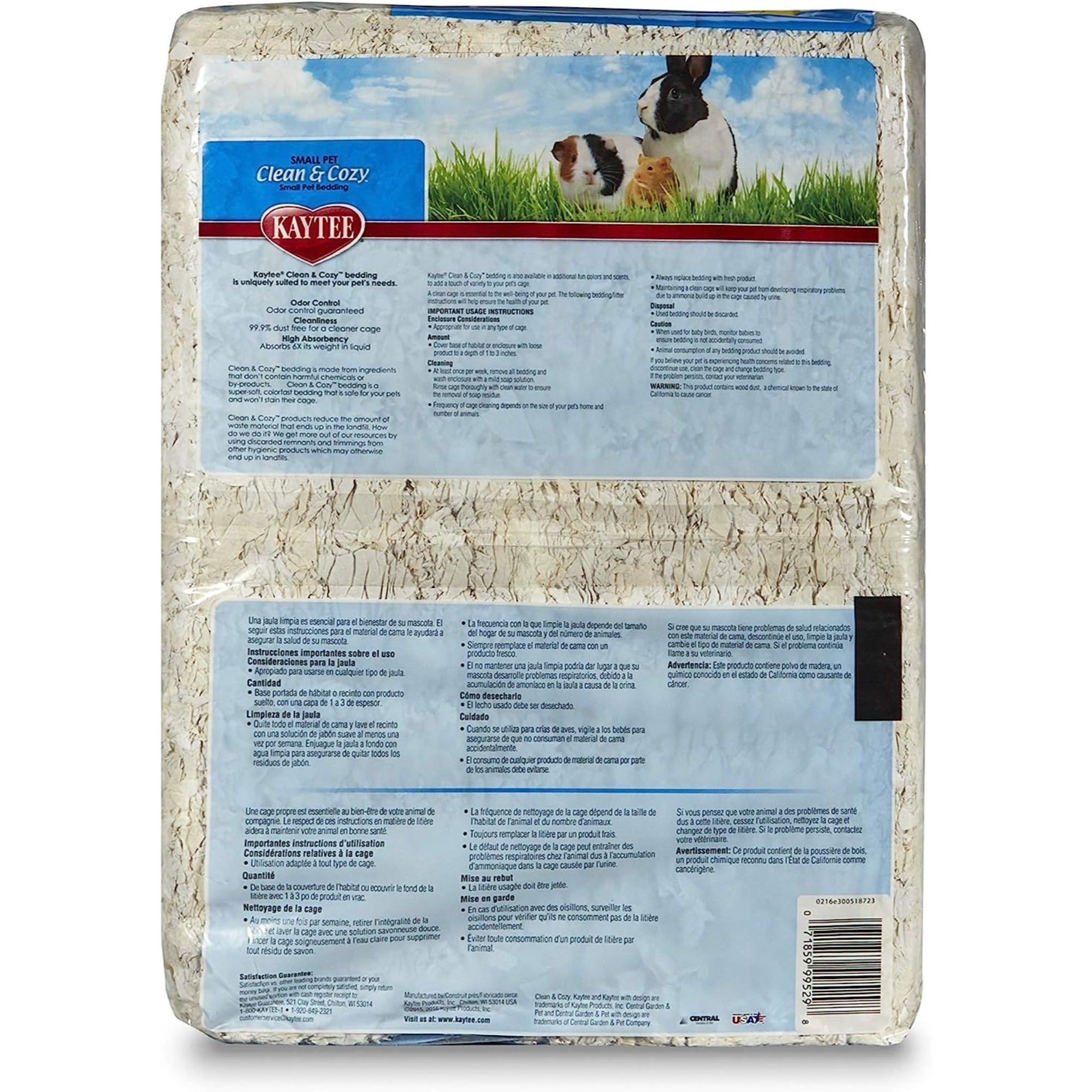 Kaytee Clean & Cozy Odor Control Small Animal Bedding, White, 85 Liters