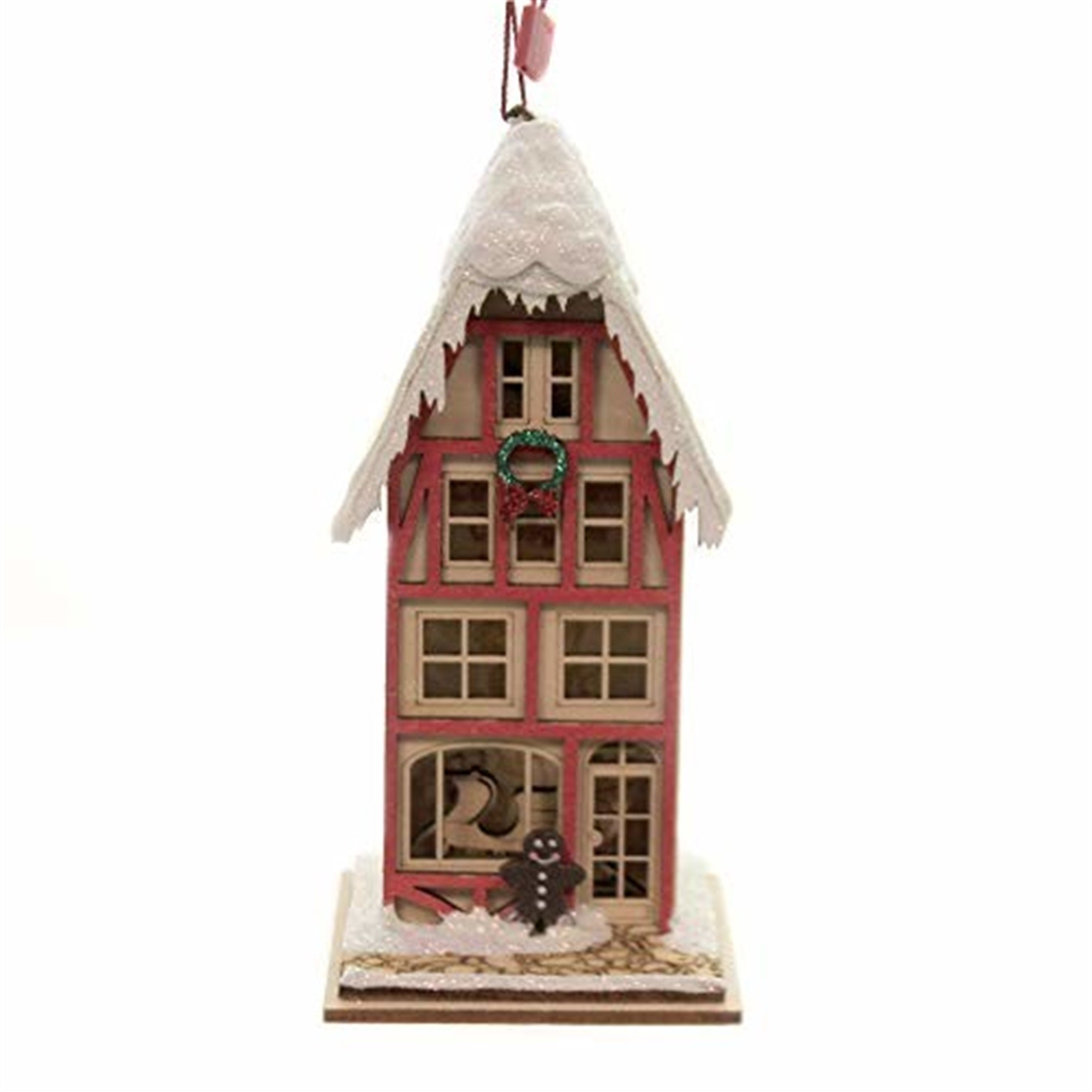 Old World Christmas Ginger Cottages Wooden Ornament, Tannenbaum Toboggan Company
