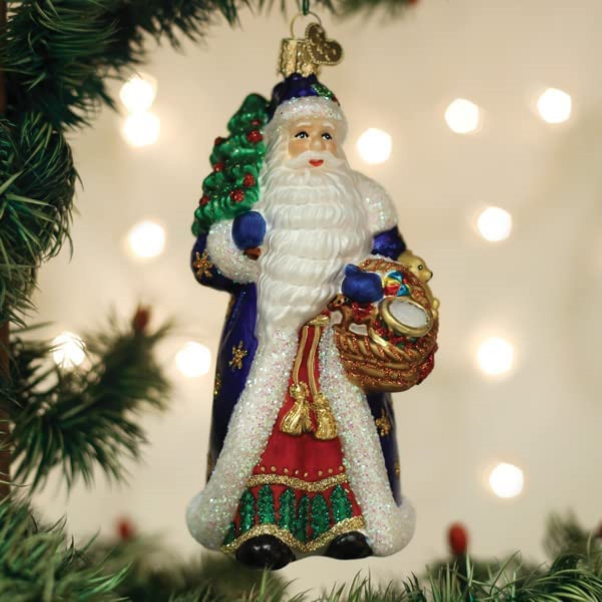 Old World Christmas Glass Blown Tree Ornament, Regal Father Christmas