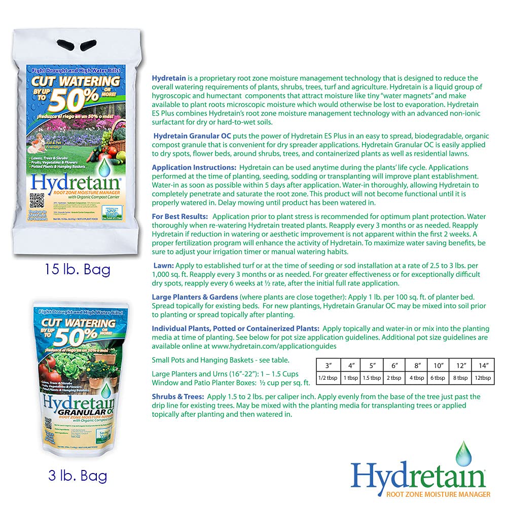 Hydretain Root Zone Moisture Manager w/ Organic Compost Carrier Granular, 15 lbs