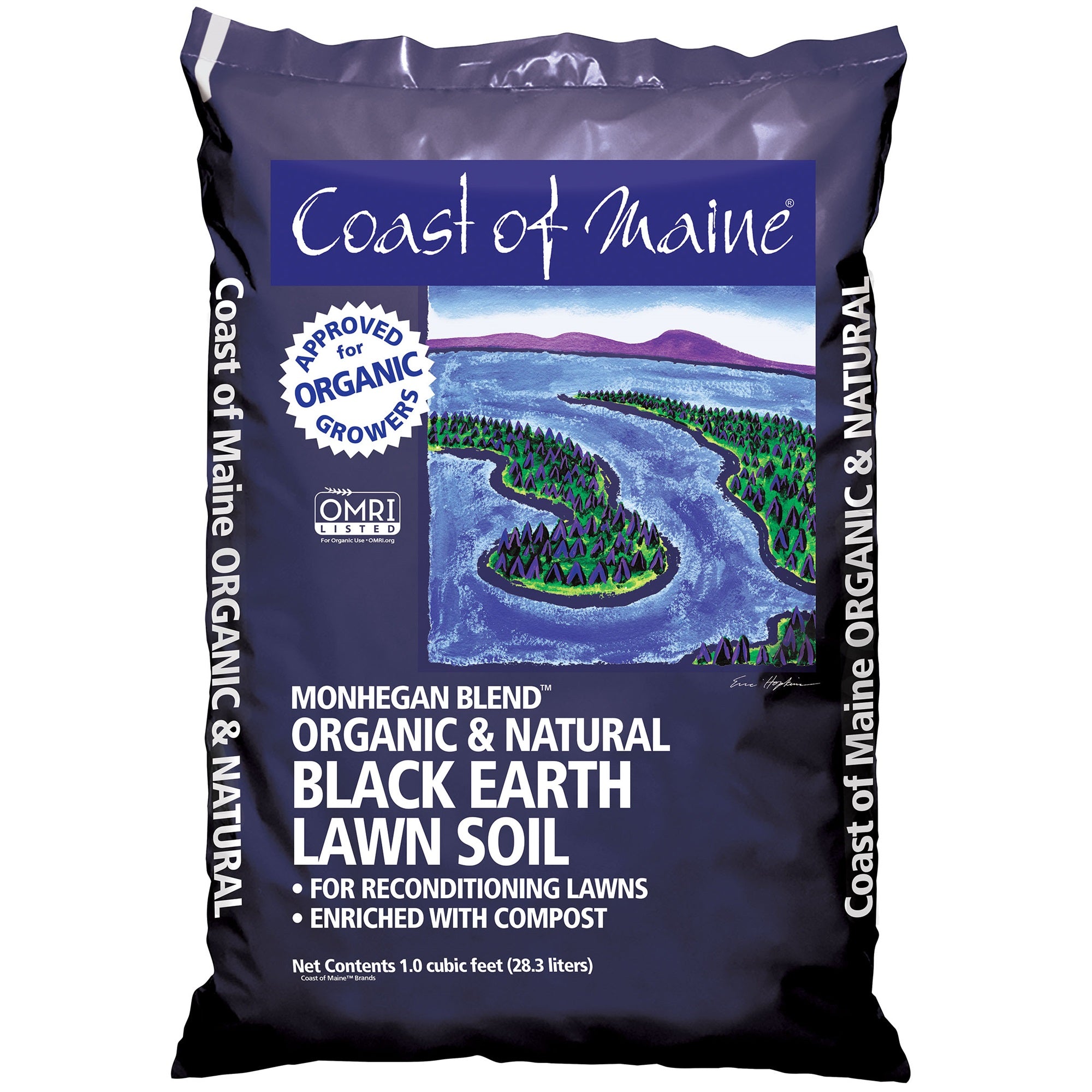 Coast of Maine Monhegan Blend Organic & Natural Black Earth Lawn Soil, 1 CF