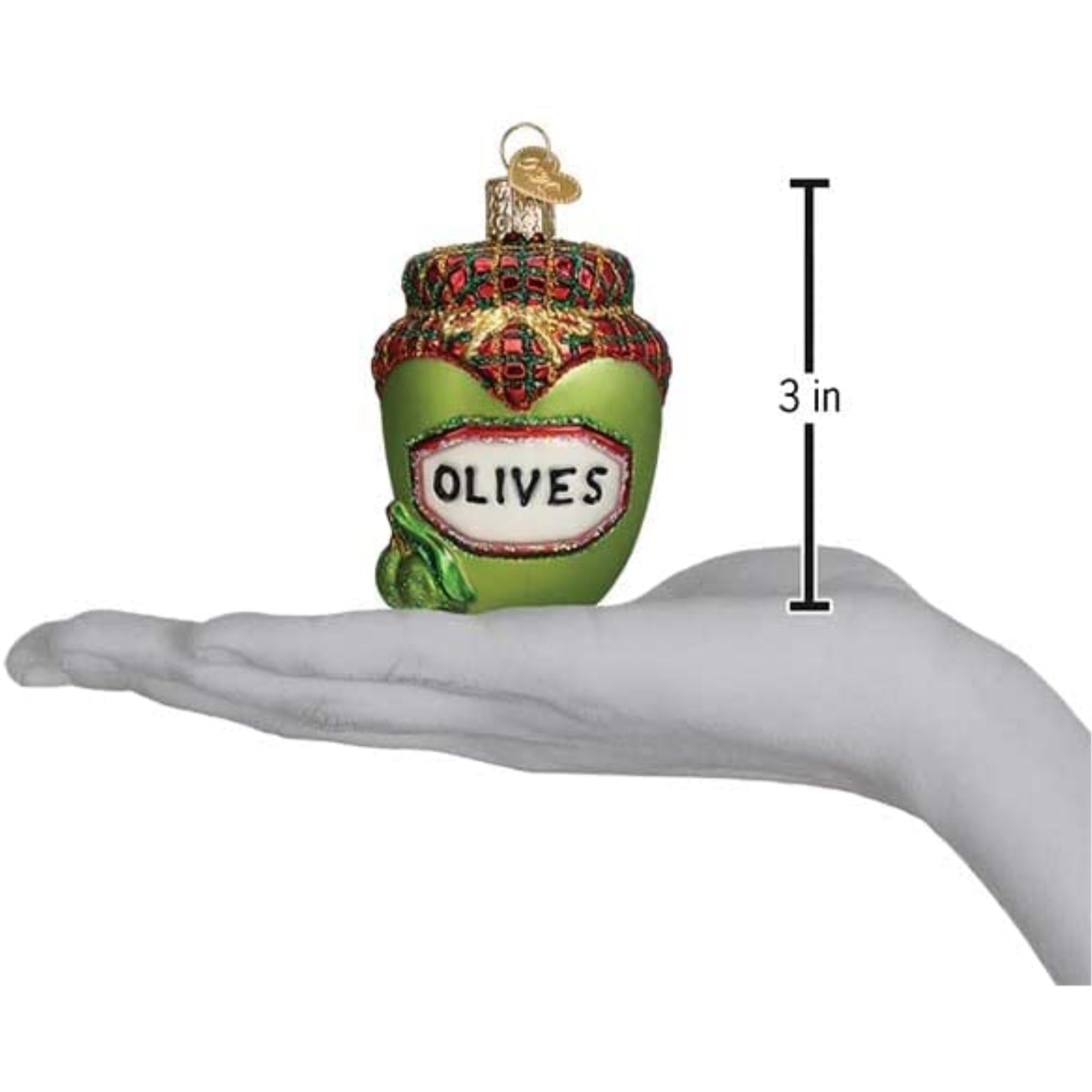 Old World Christmas Blown Glass Christmas Ornament, Jar of Olives