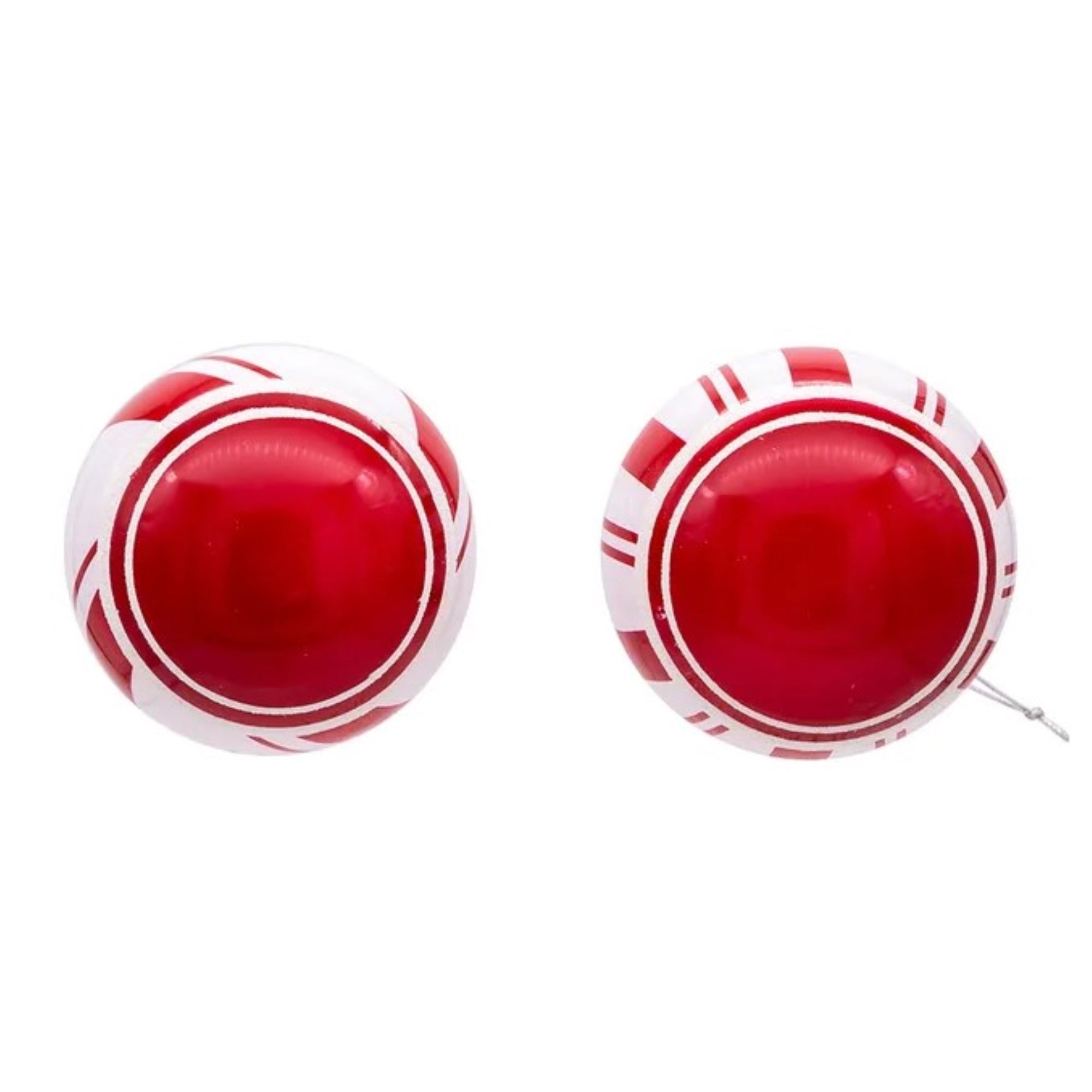 Kurt Adler Glass Red and White Ball Ornaments, 6-Piece Box, 3"