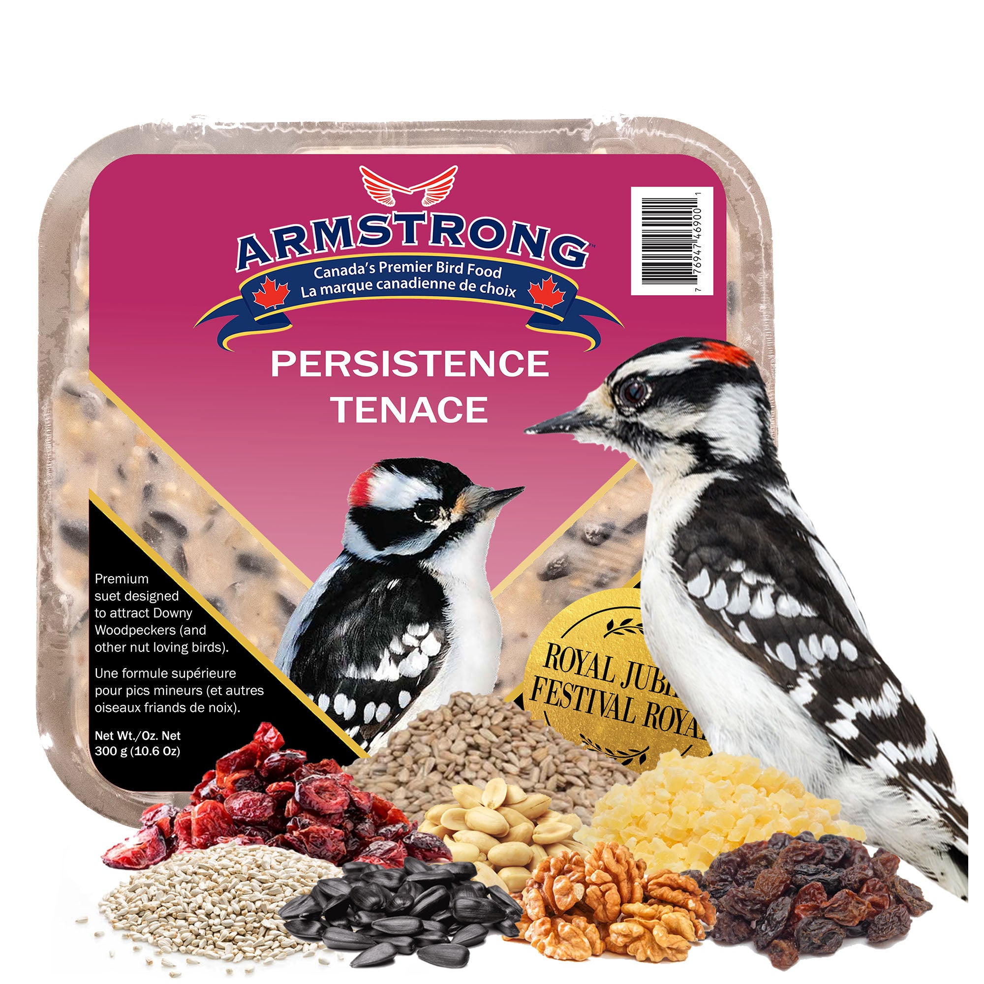 Armstrong Wild Bird Food Royal Jubilee Persistence Suet Blend for Woodpeckers, 10.6oz (Pack of 3)