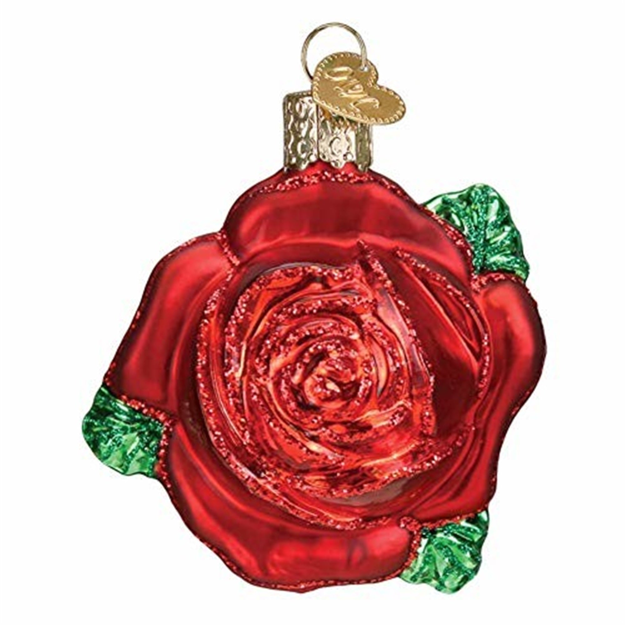 Old World Christmas Blown Glass Christmas Ornament, Red Rose