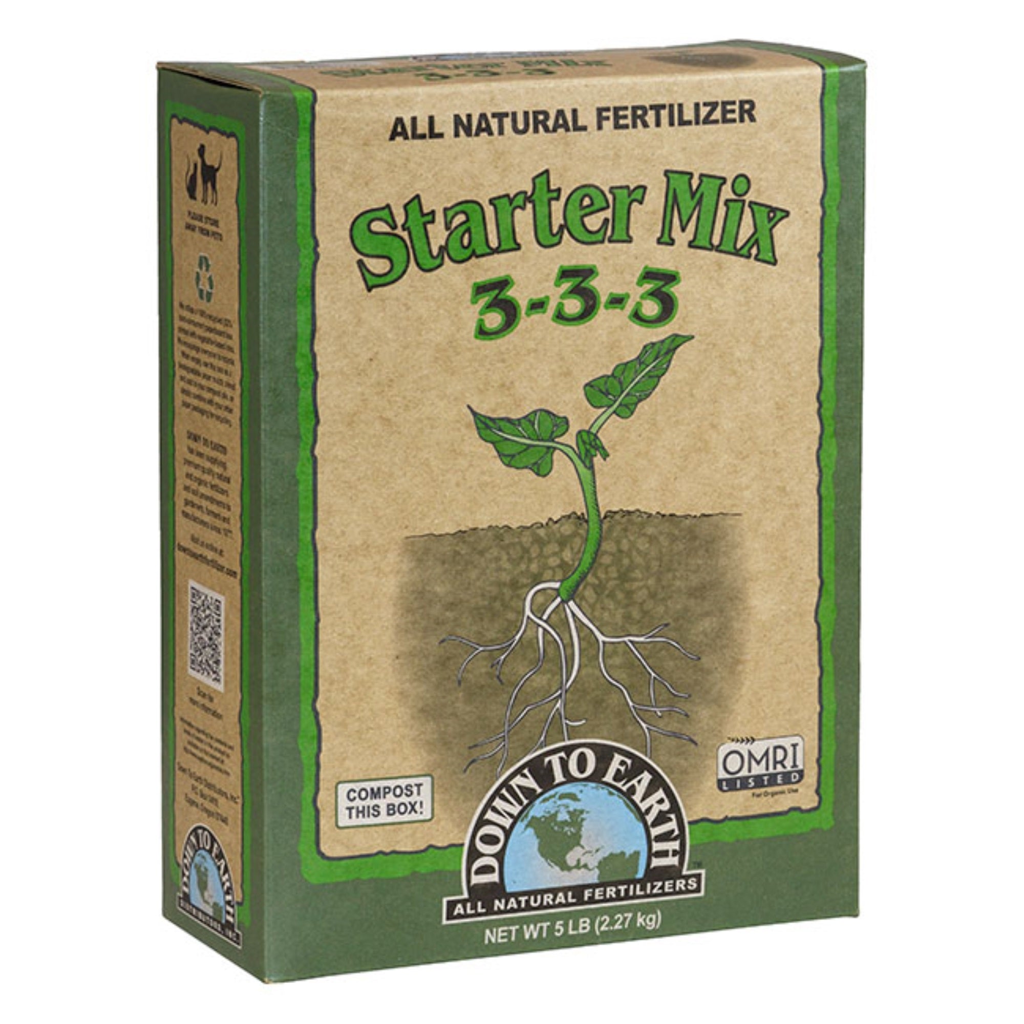 Down To Earth Organic Starter Fertilizer Mix 3-3-3, 5lb