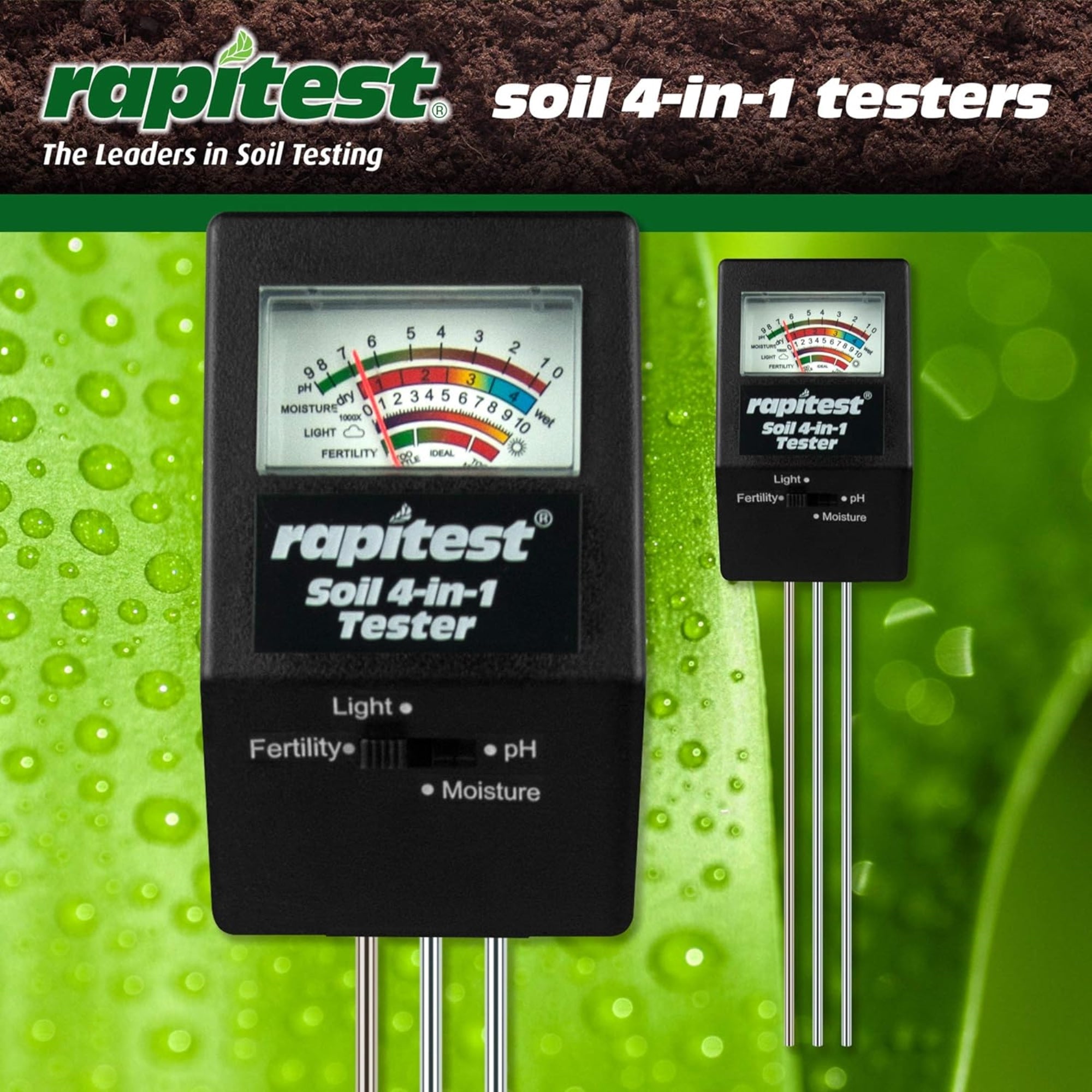 Luster Leaf Rapitest 4in1 Soil pH Moisture Fertility Light Tester, Use for Flowers, Veggies/Fruit and Landscape Plants