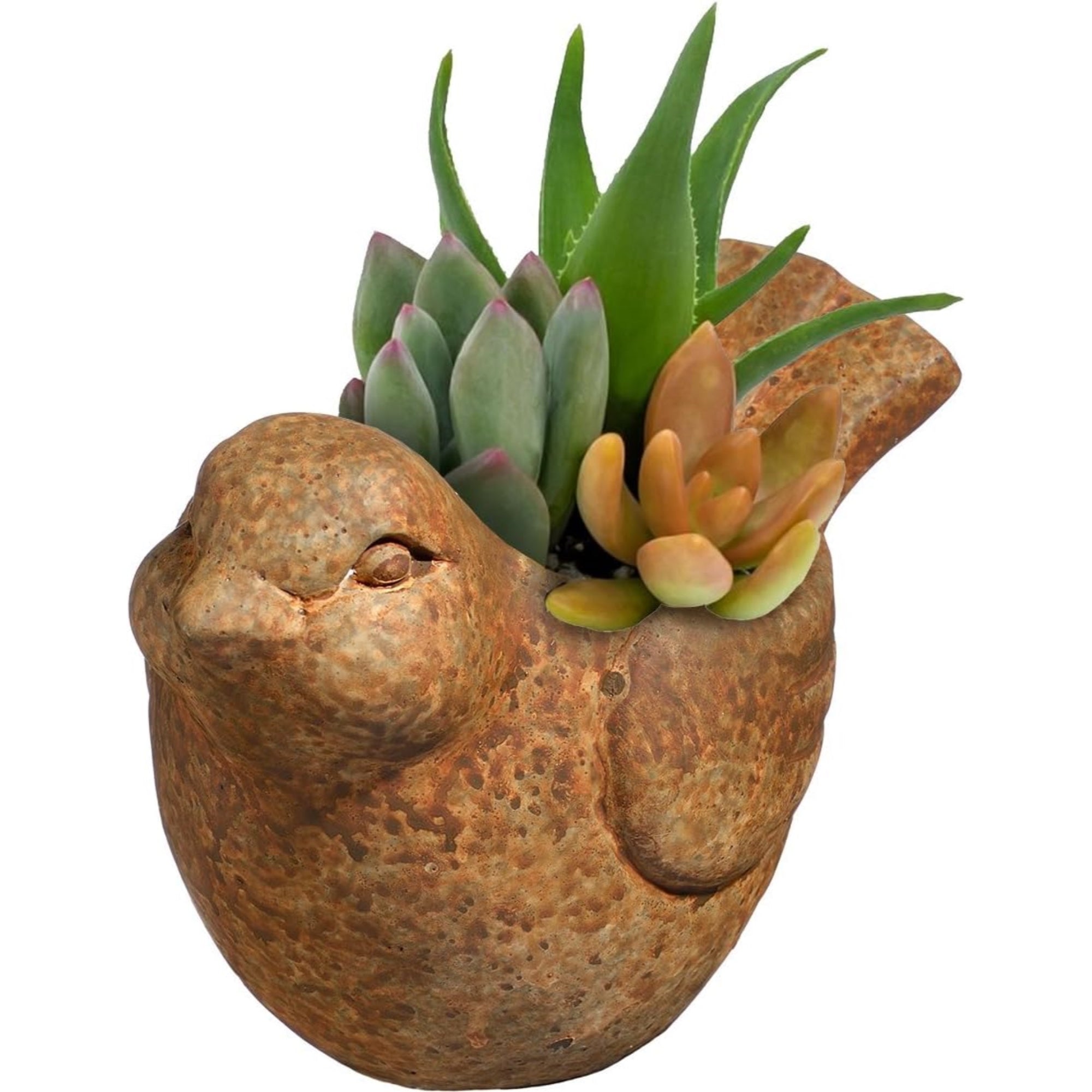 Classic Home and Garden Cement Buddies Indoor/Outdoor Planter with Drainage Hole, Bird