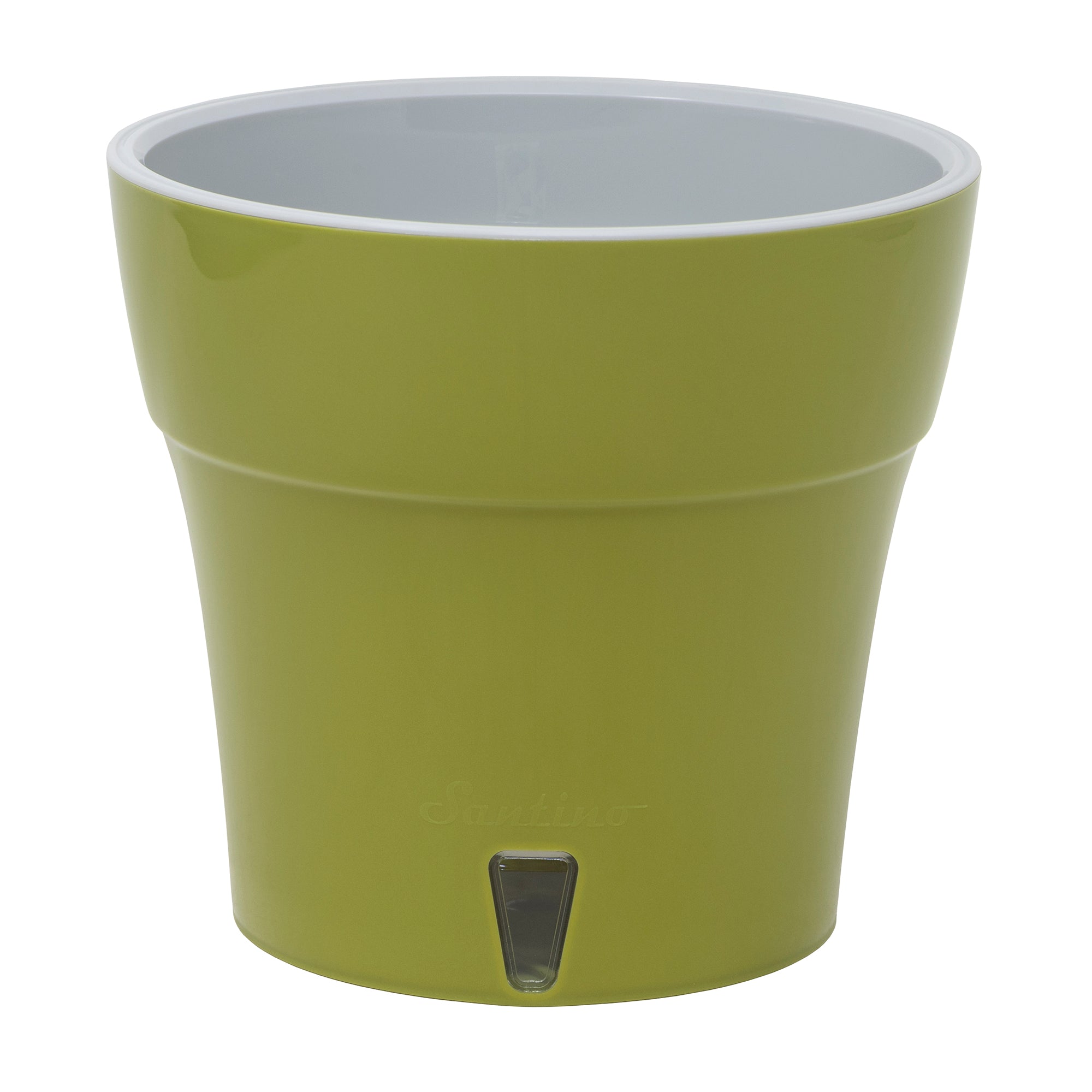 Decopots Plastic Round Modern Flower Pot with Drainage Planter, Olive Gray