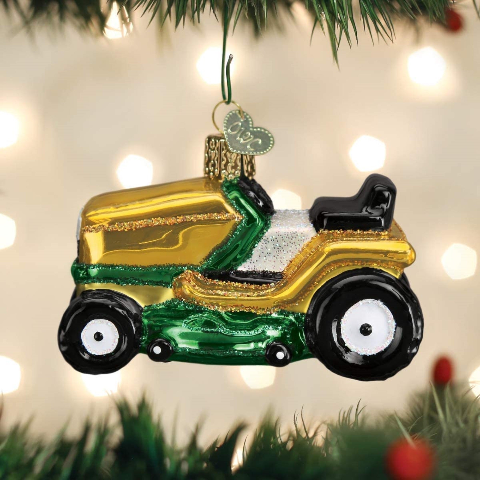 Old World Christmas Glass Blown Tree Ornament, Riding Lawn Mower