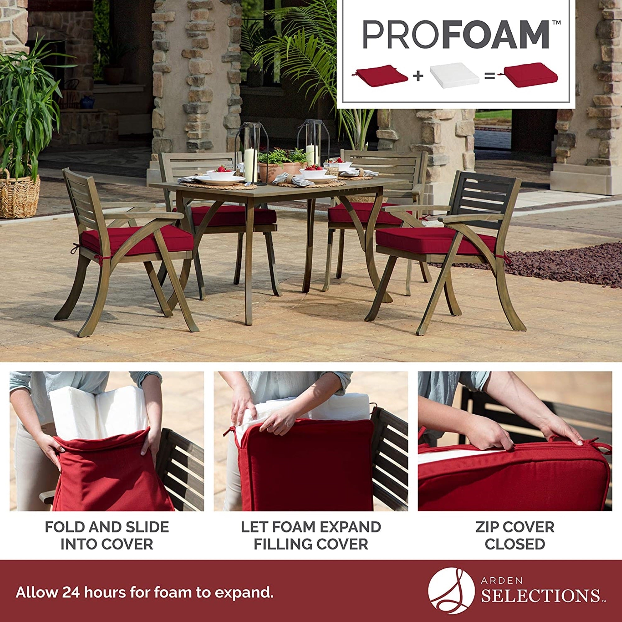 Arden Selection ProFoam 19" x 20" Rounded Back Outdoor Patio Cushion