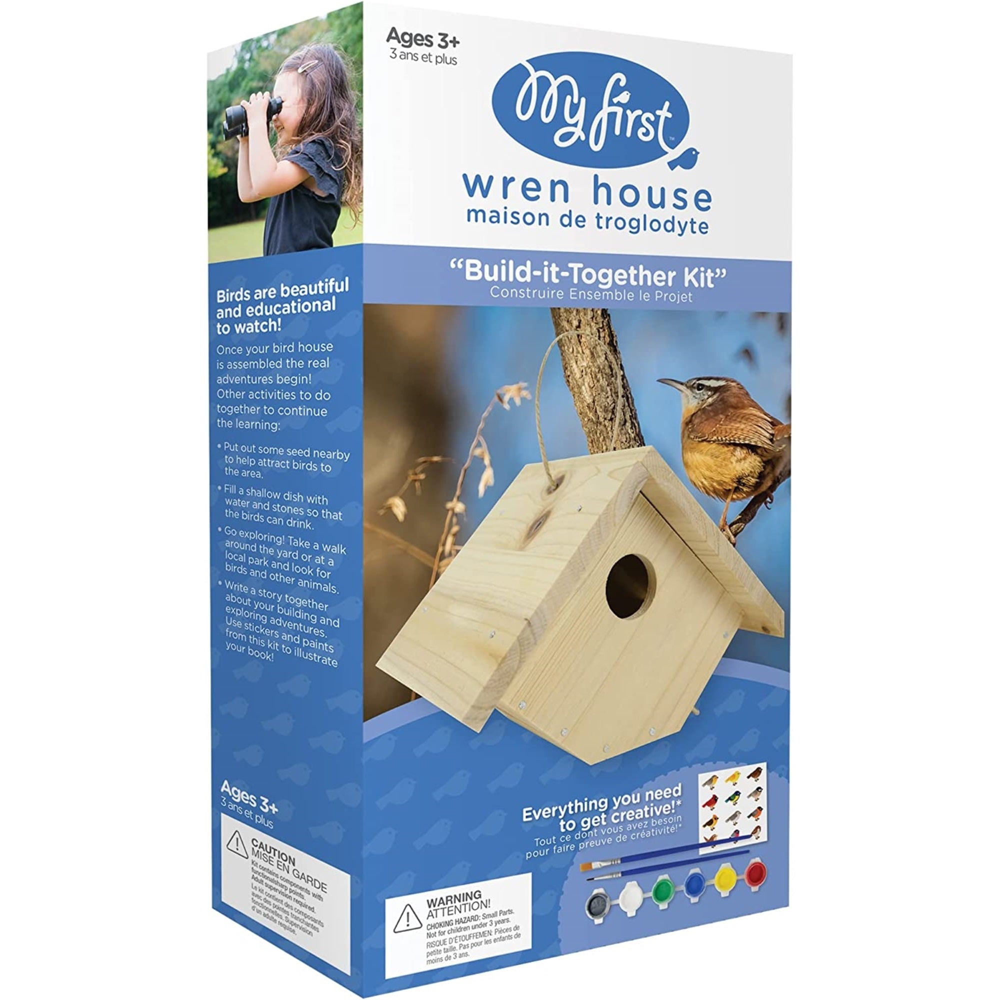 Nature's Way My First DIY Wren Bird House To Paint, Assemble, and Decorate Wood Craft for Kids, 7"