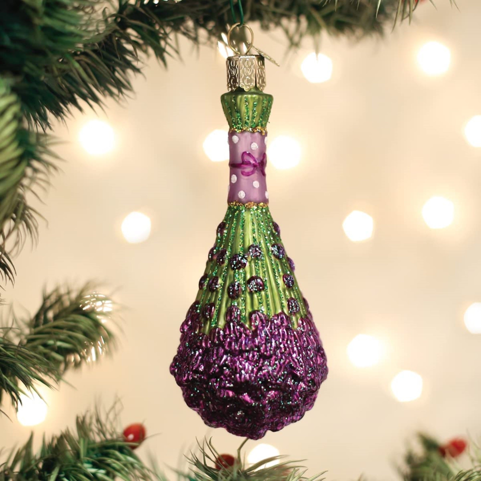 Old World Christmas Glass Blown Bunch of Lavender Ornament Purple, 4.5"
