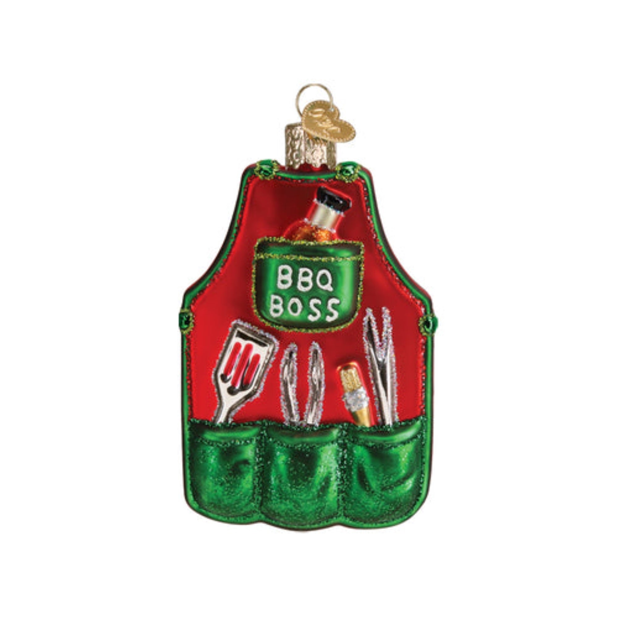 Old World Christmas Bbq Apron Blown Glass Holiday Ornament For Tree