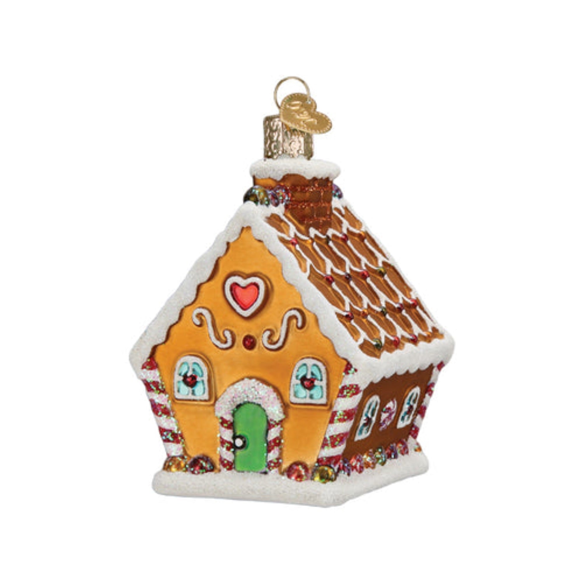 Old World Christmas Sweet Gingerbread Cottage Blown Glass Holiday Ornament For Tree