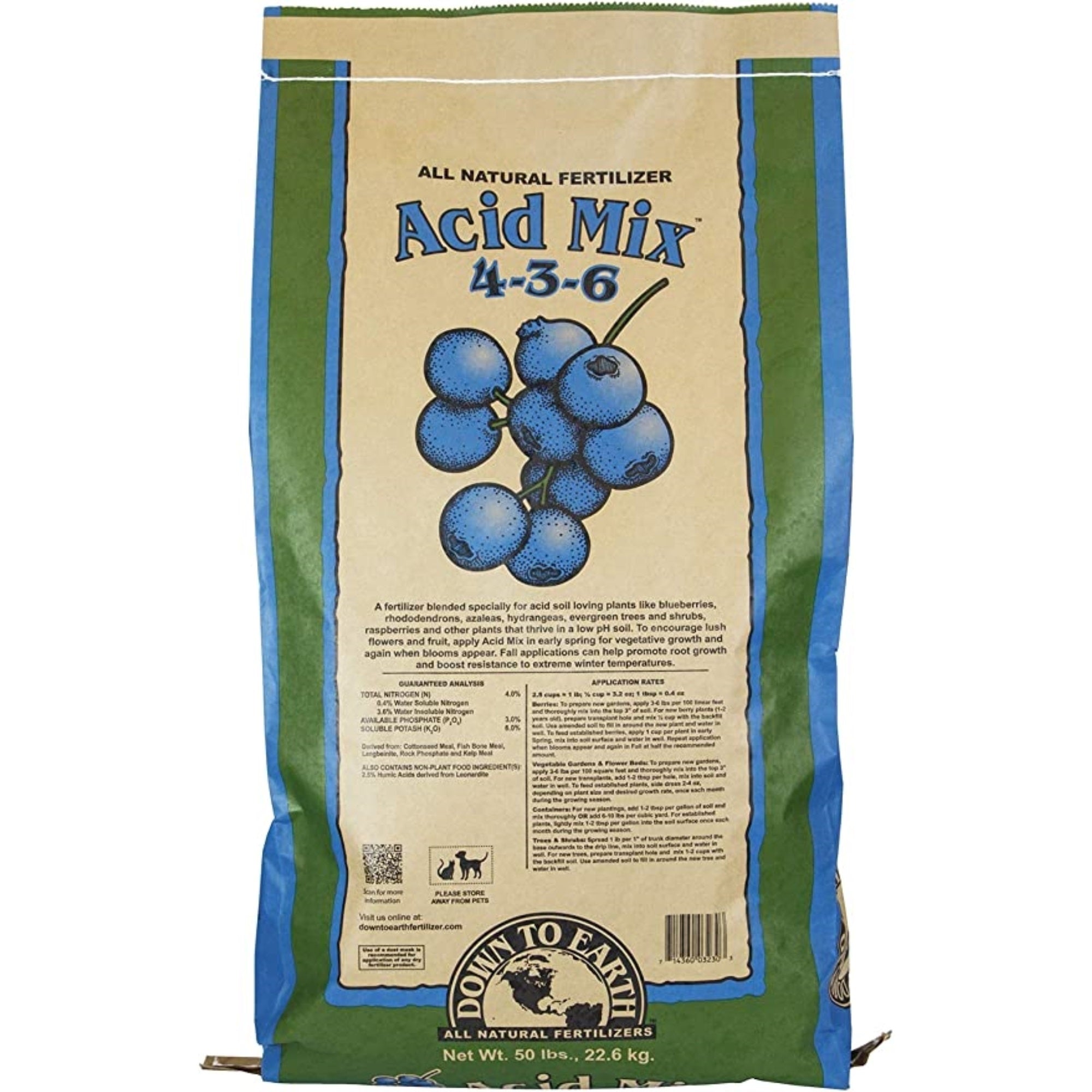 Down To Earth All-Natural Acid Mix Fertilizer 4-3-6, 50 lb.