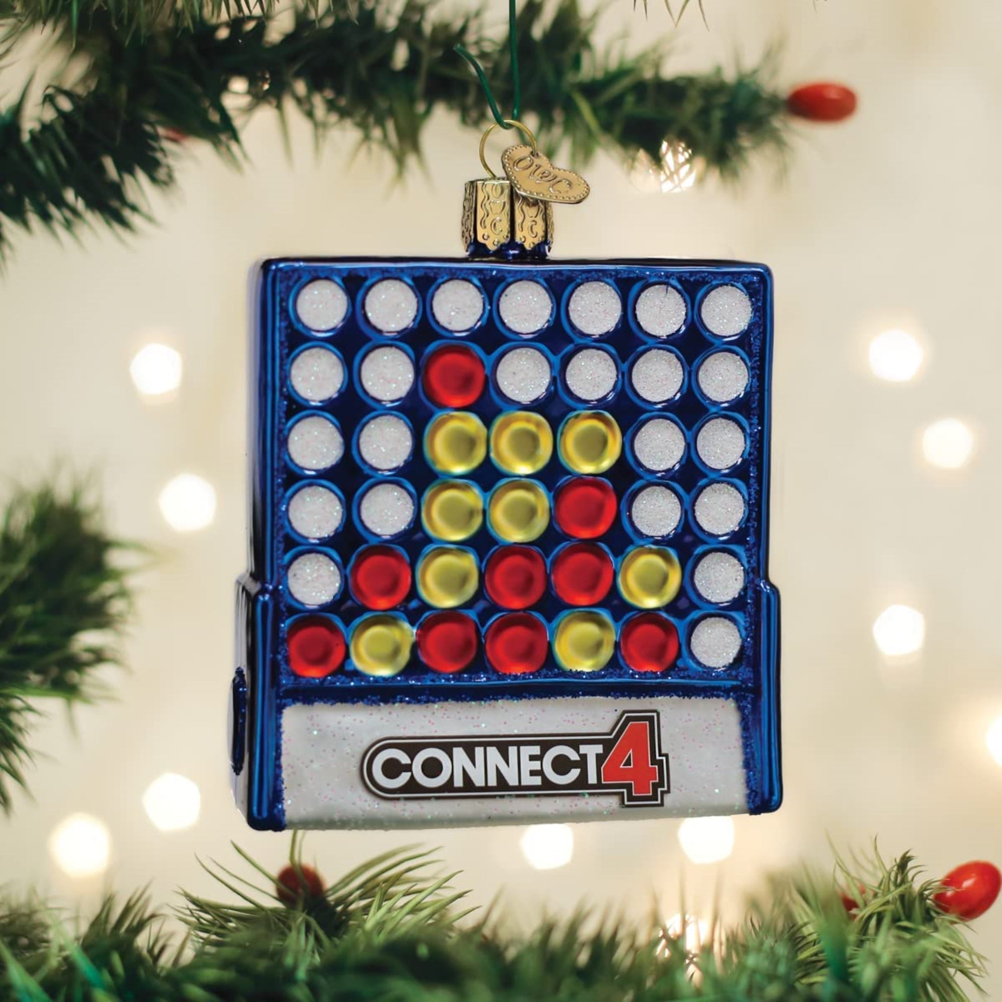 Old World Christmas Glass Blown Connect 4 Ornament, 3.5"