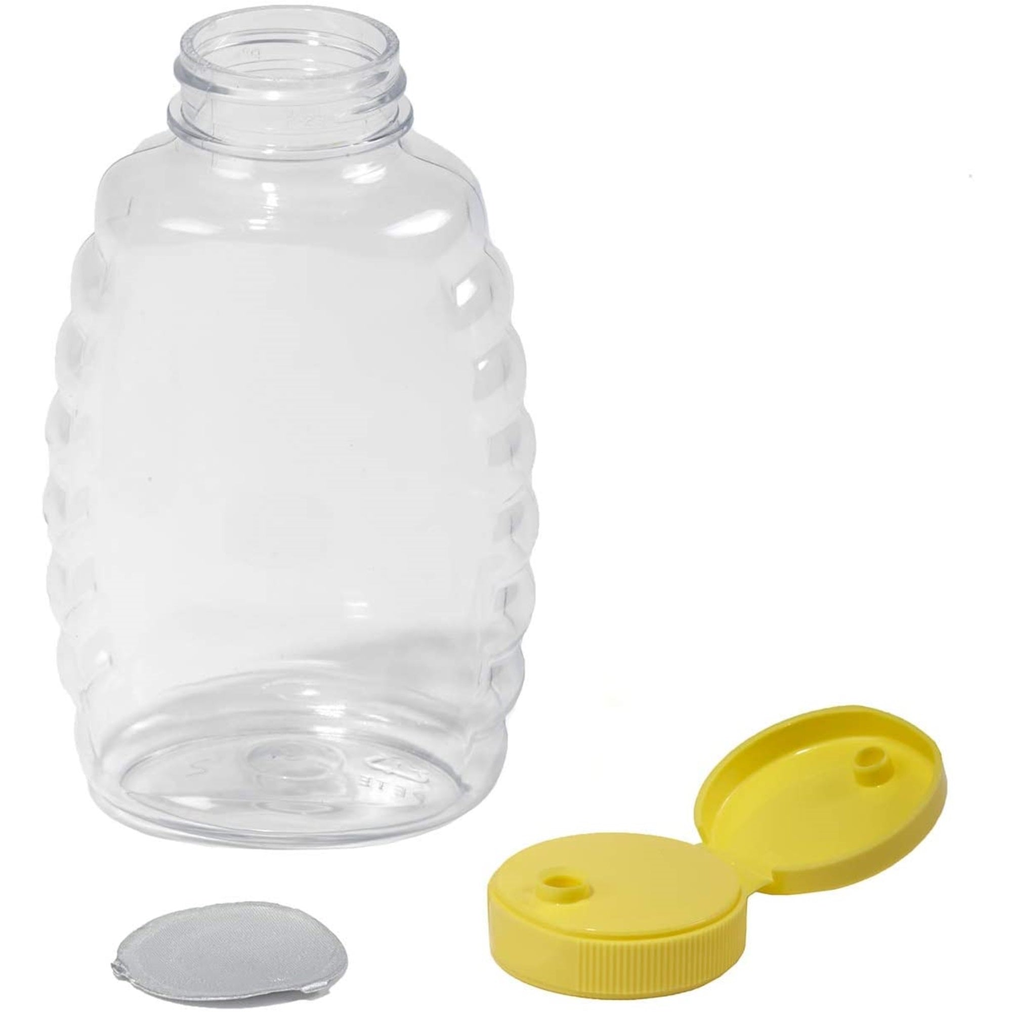 Little Giant Plastic Skep-Style Jar Honey Squeeze Bottle with Flip-top Lid, 16oz (12 Pack)