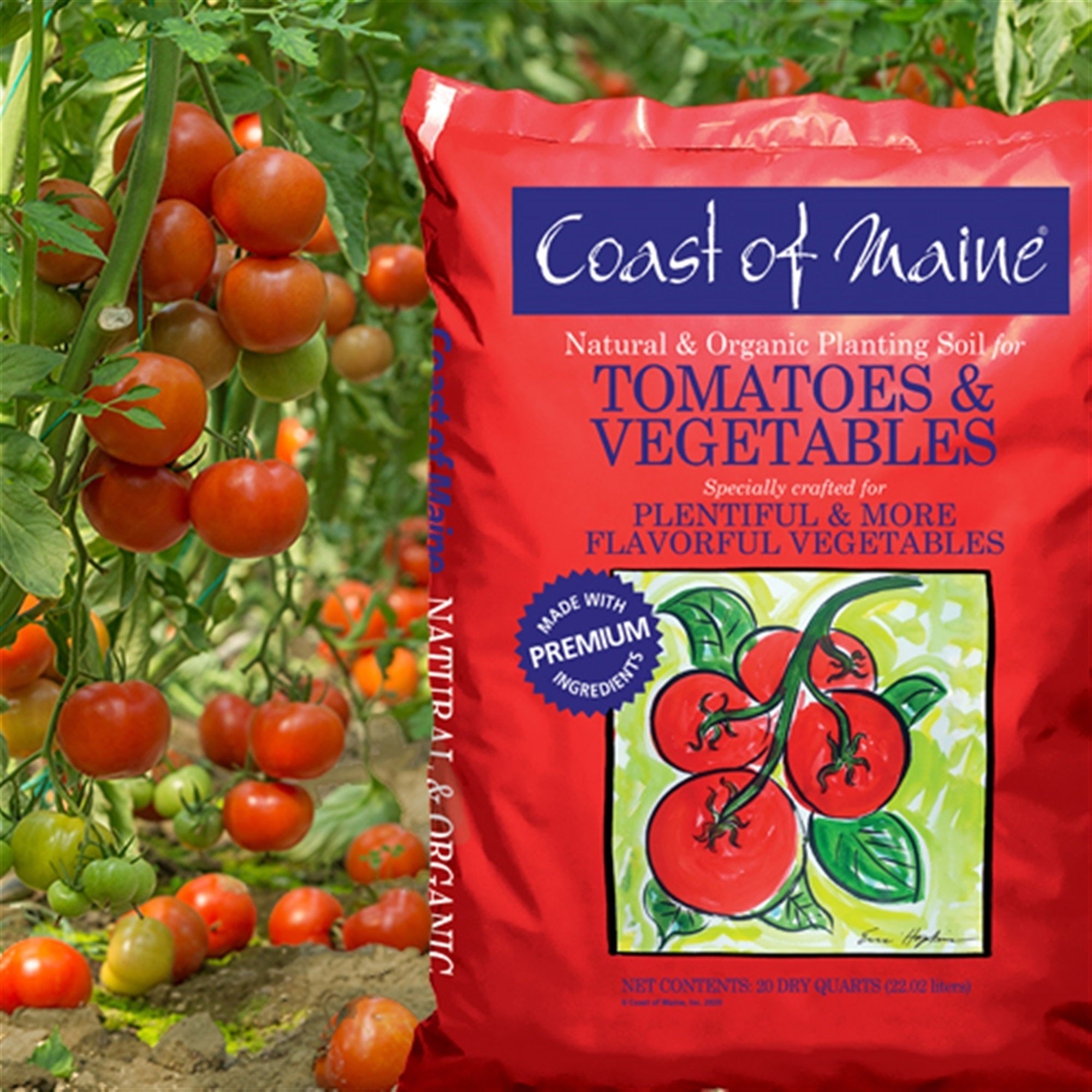 Coast of Maine Organic & Natural Planting Soil for Tomatoes & Vegetables, 20 QT