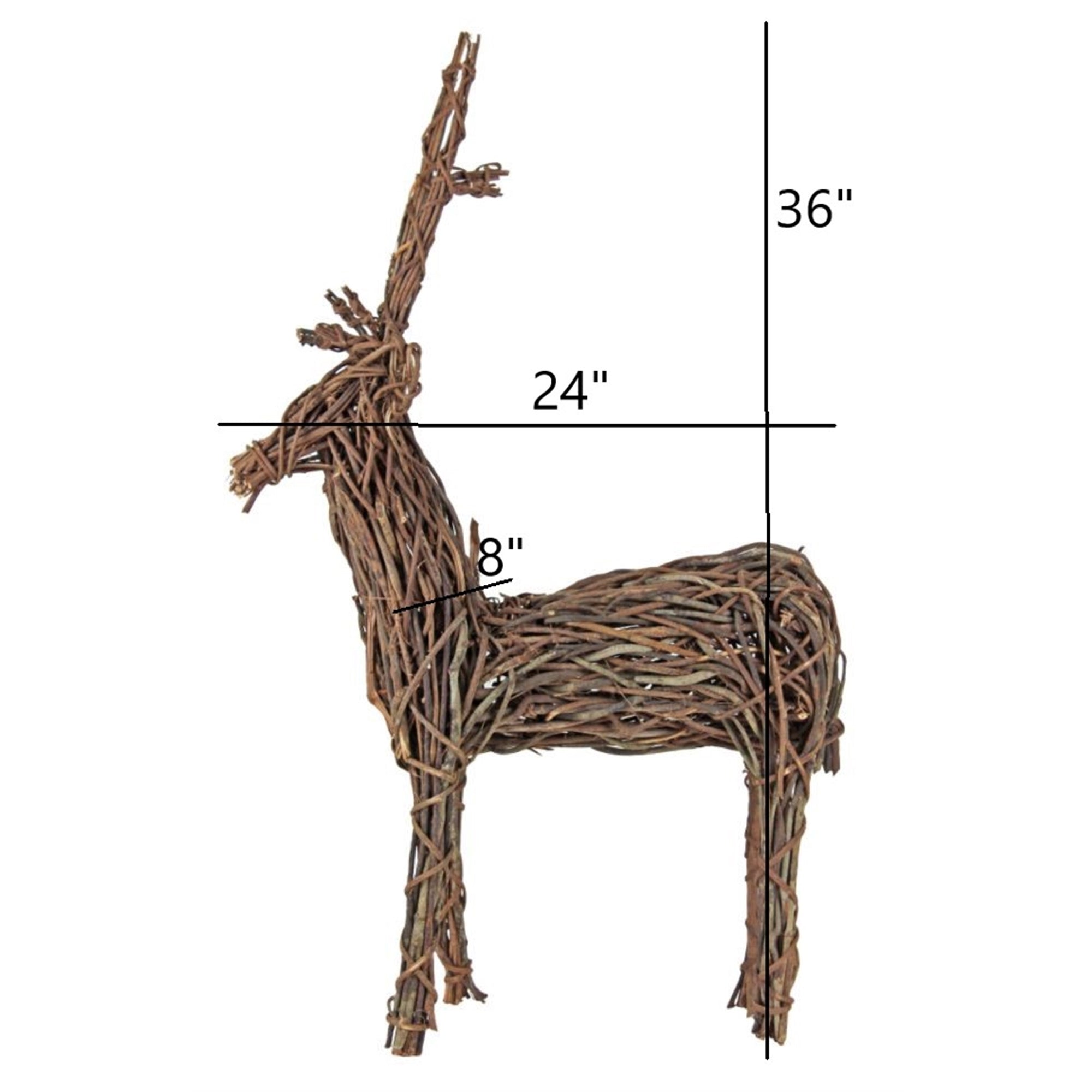 Garden Elements Outdoor Christmas Decoration, Grapevine Standing Deer, Brown 24"