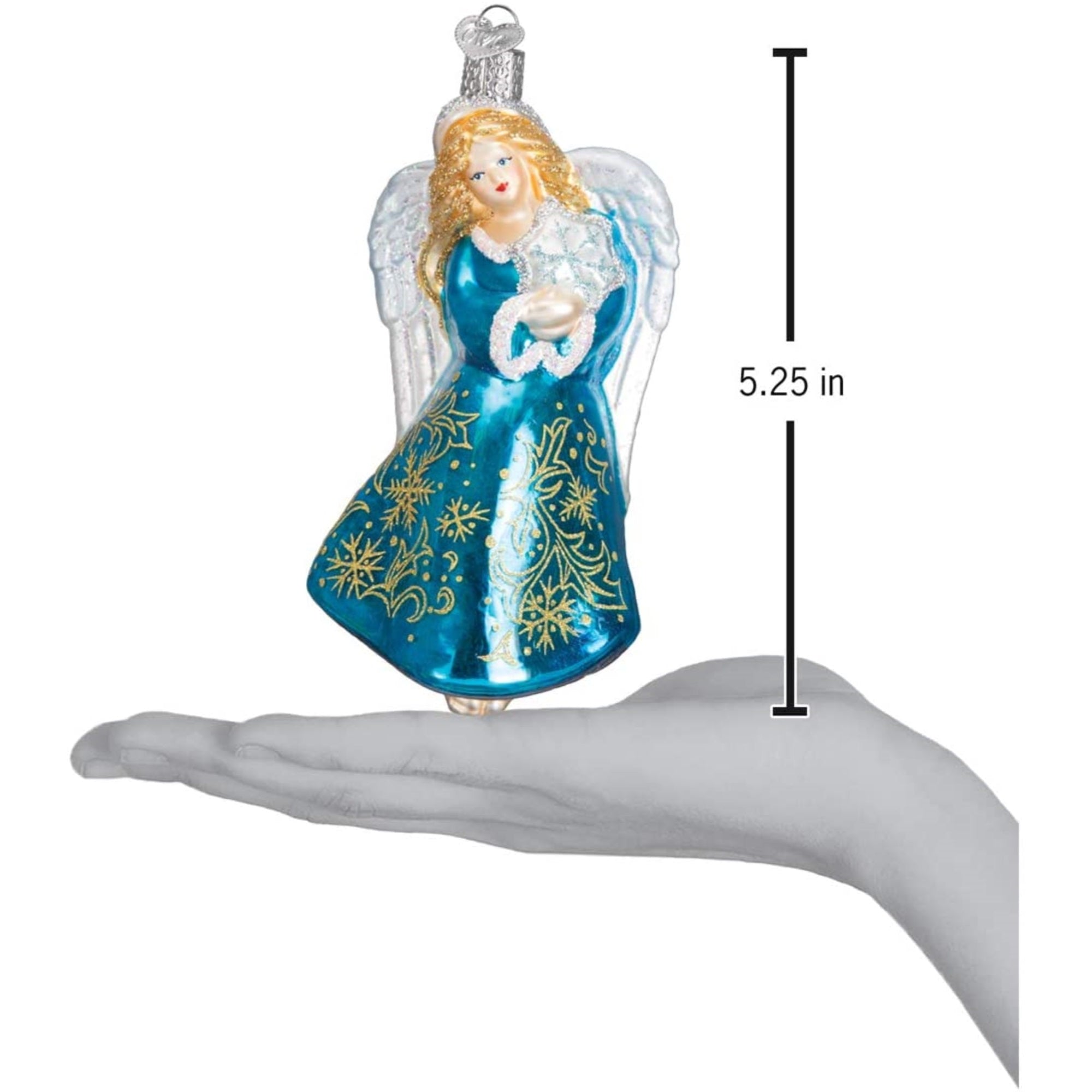 Old World Christmas Glistening Snowflake Angel Glass Blown Ornament