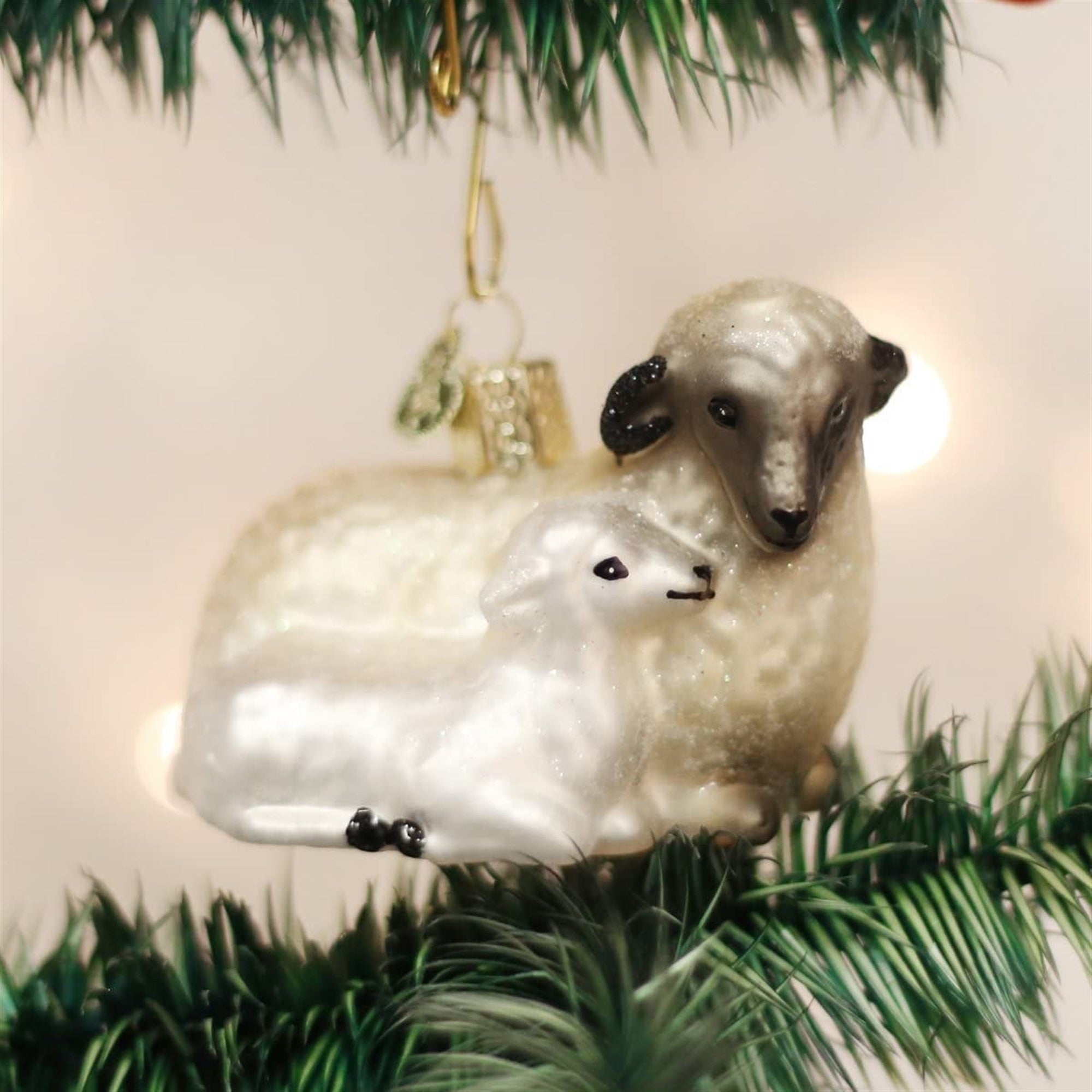 Old World Christmas Blown Glass Christmas Ornament, Sheep with Lamb