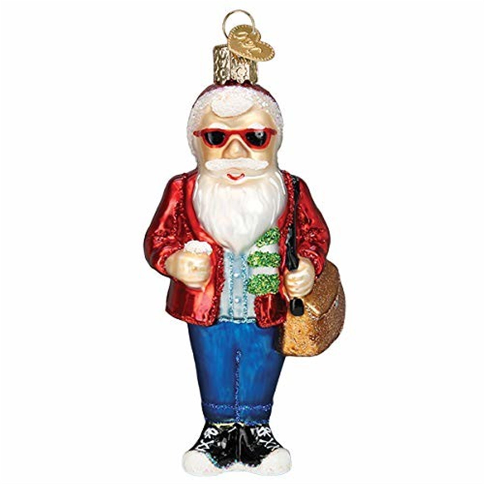 Old World Christmas Glass Blown Hipster Santa Ornament