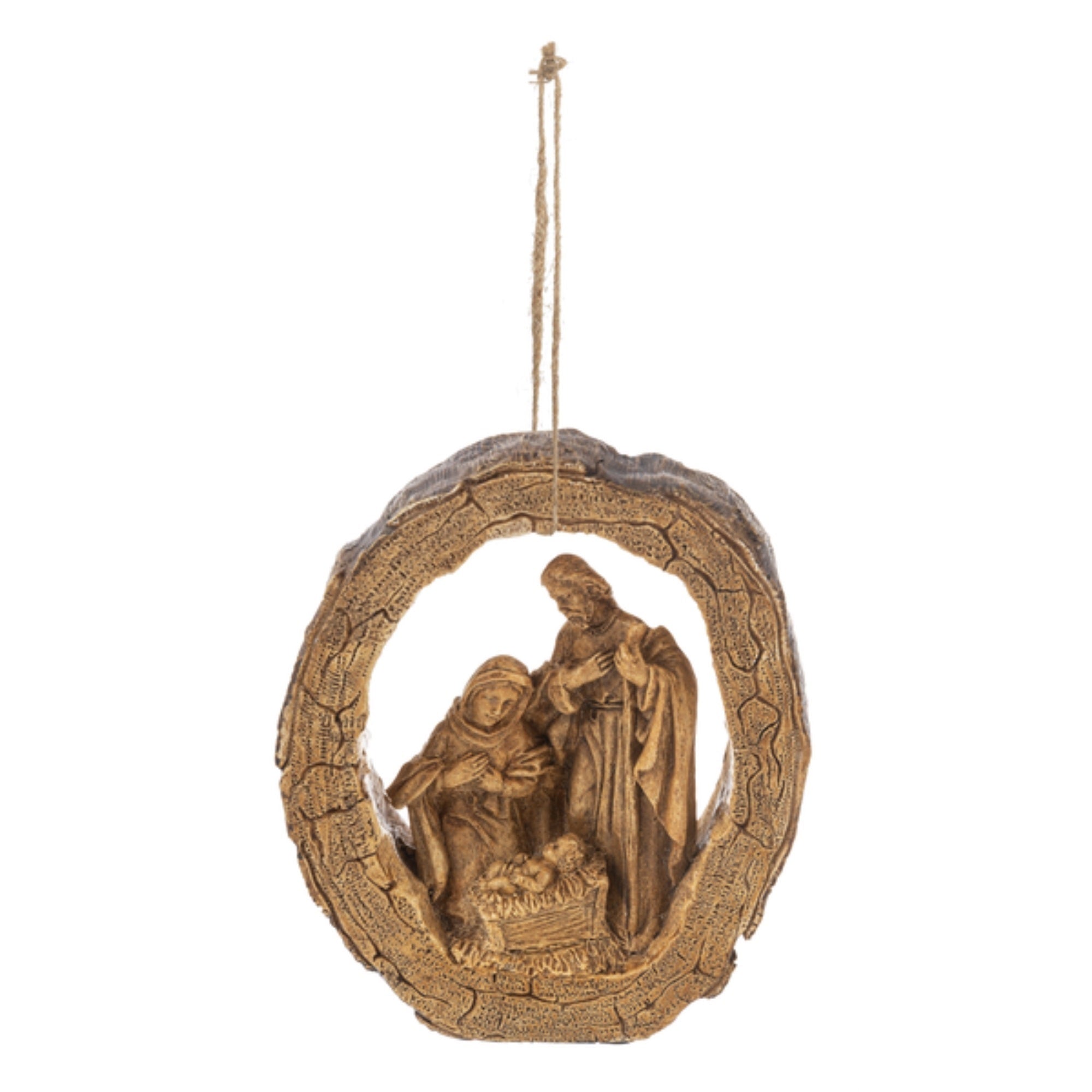 Ganz Log Nativity Figurine Christmas Ornament, Brown, 5"