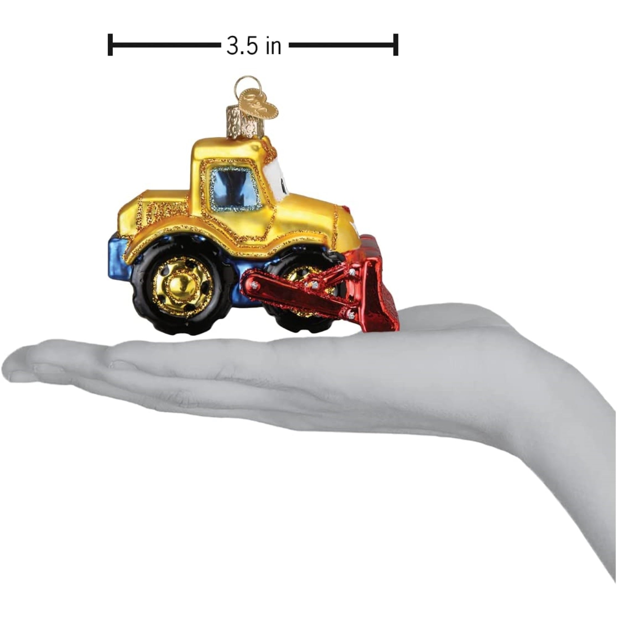 Old World Christmas Glass Blown Bright-Eyed Bulldozer Ornament, 3.5"