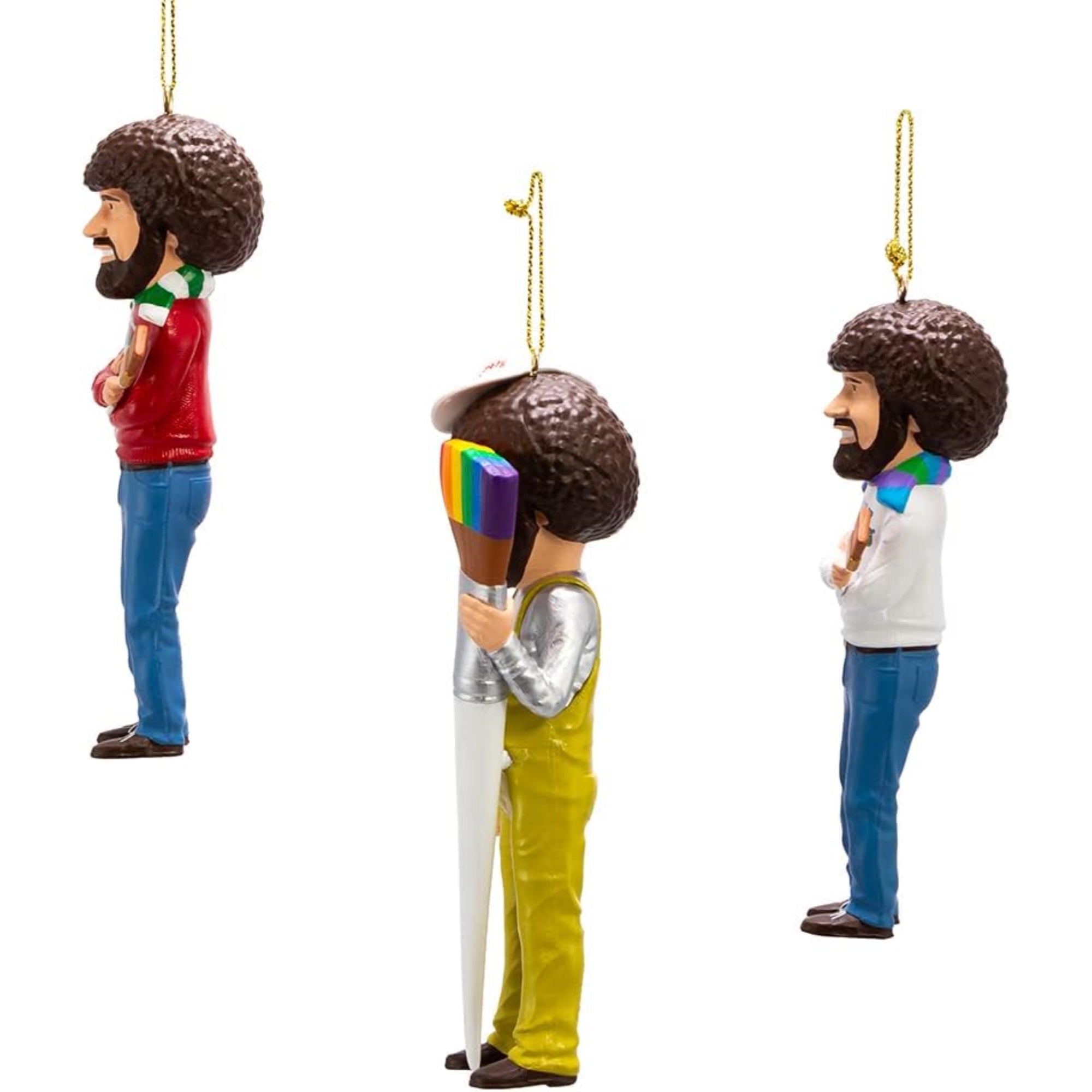 Kurt S. Adler Christmas Bob Ross Plastic Ornament Sets, Multi-Colored, 5"