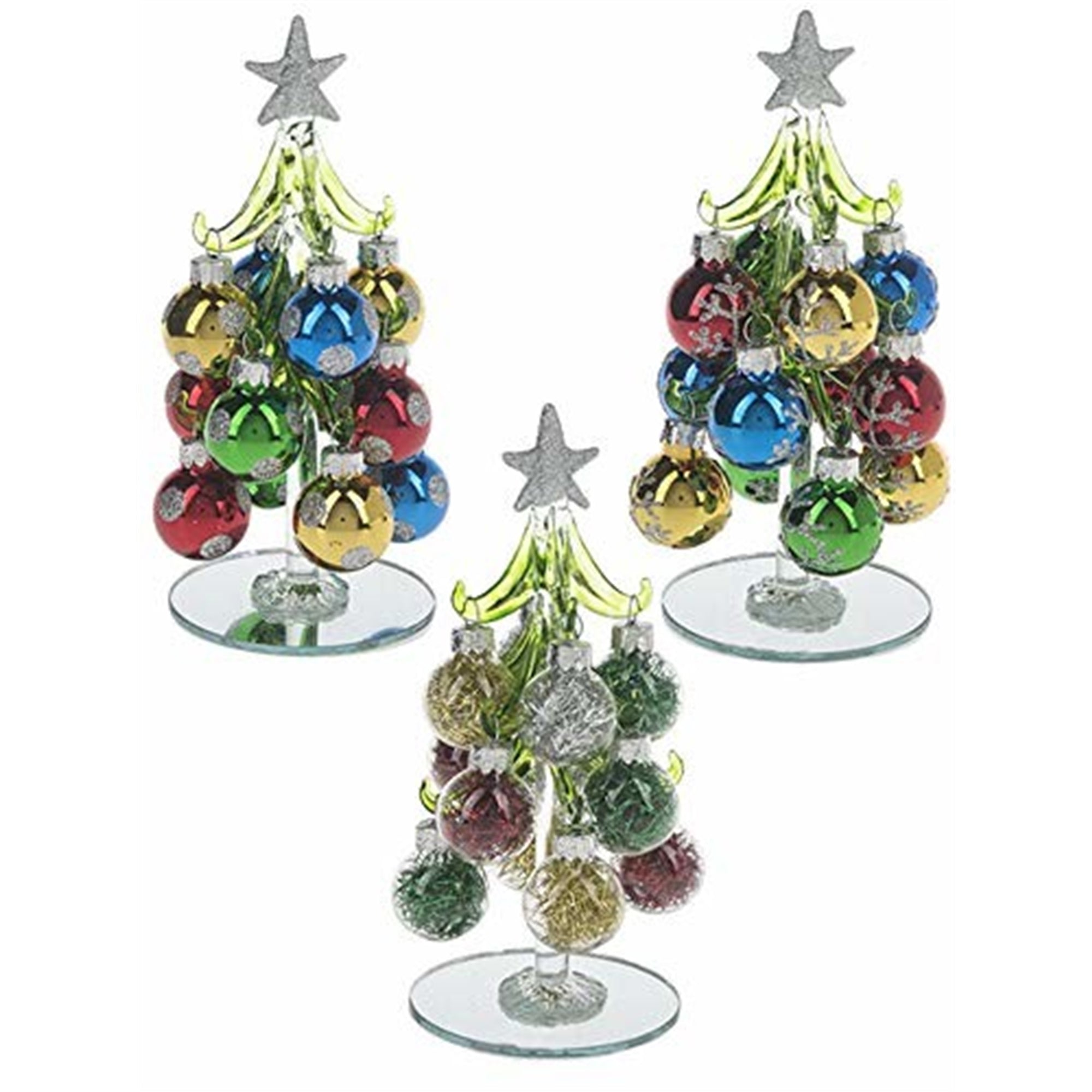 Ganz 6 Holiday Trees w/ Ball Ornaments, 3 Trees, 36 Ornaments