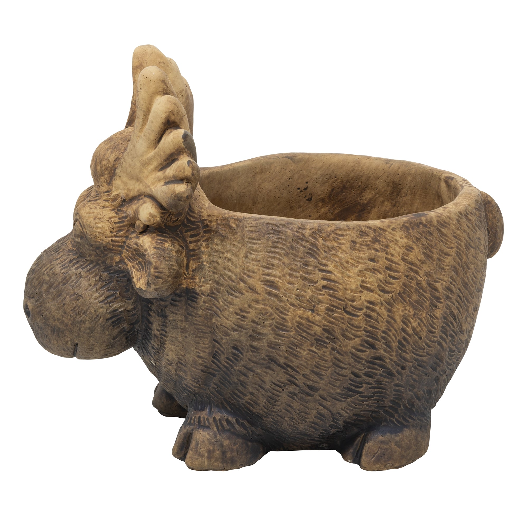 Classic Home and Garden Indoor Outdoor Cement Moose Planter, Brown, 7"