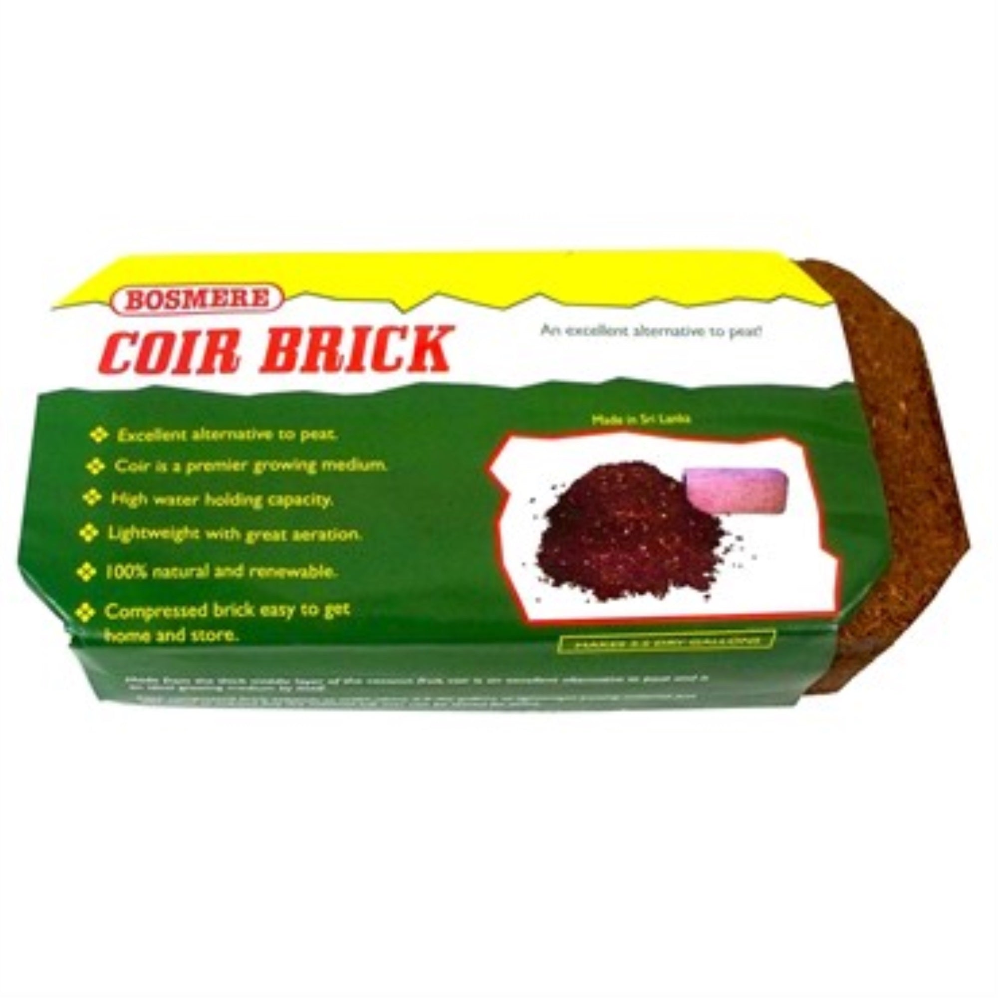 Bosmere Coco Fiber (Coir) Compressed Brick, 22 oz (Makes 2.5 Dry Gallons)