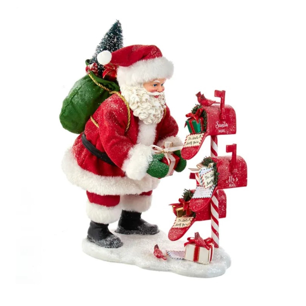 Kurt Adler Fabriche Santa with Mailbox Figurine, 10.5”