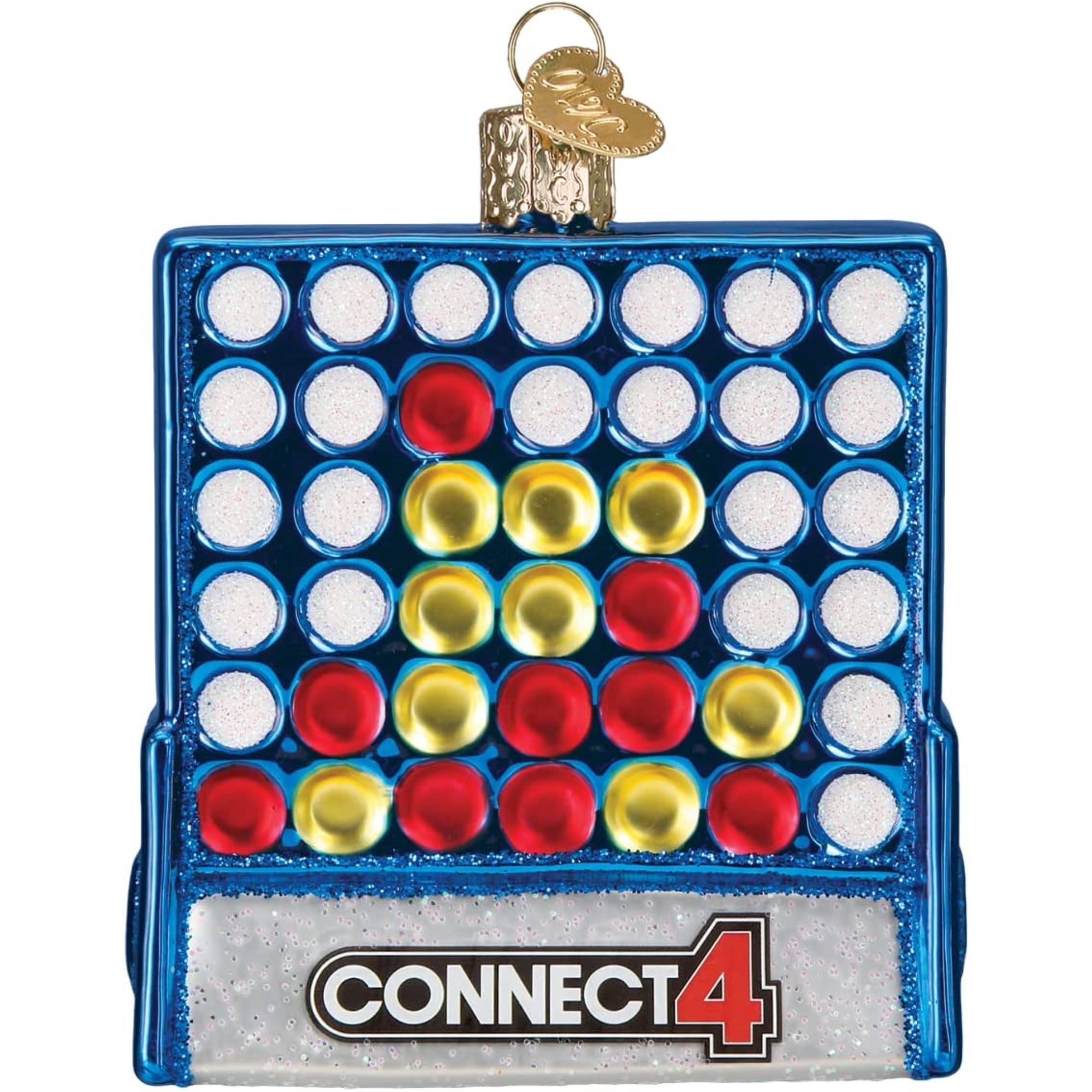 Old World Christmas Glass Blown Connect 4 Ornament, 3.5"