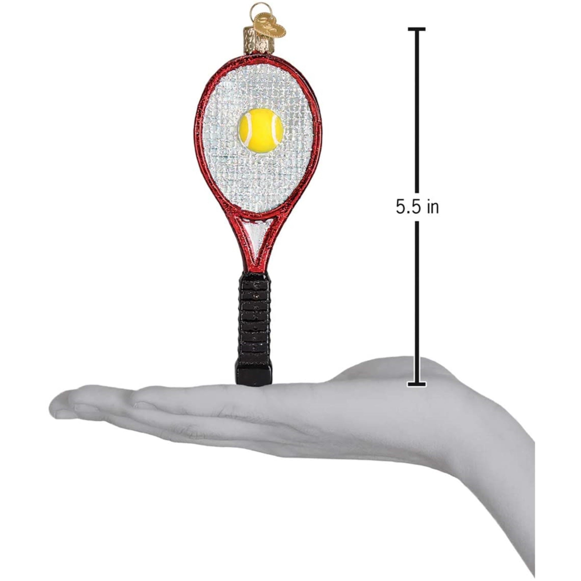 Old World Christmas Glass Blown Tree Ornament, Red Tennis Racket