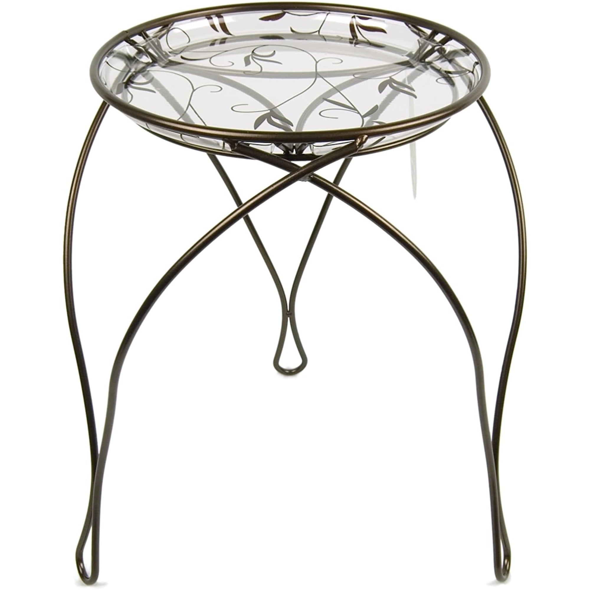 Plastec The Elegance Plant Stand, Dark Bronze w/ Printed Saucer, 17 Inch