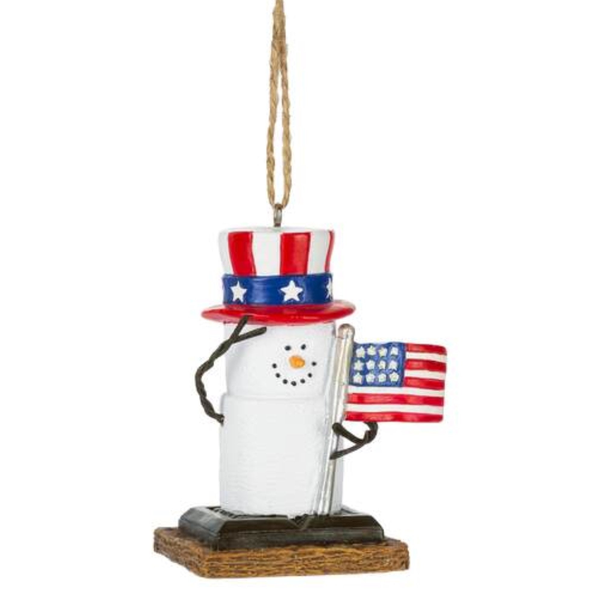 Ganz Smores Patriotic Snowman Resin Holiday Christmas Ornament, 3.25"