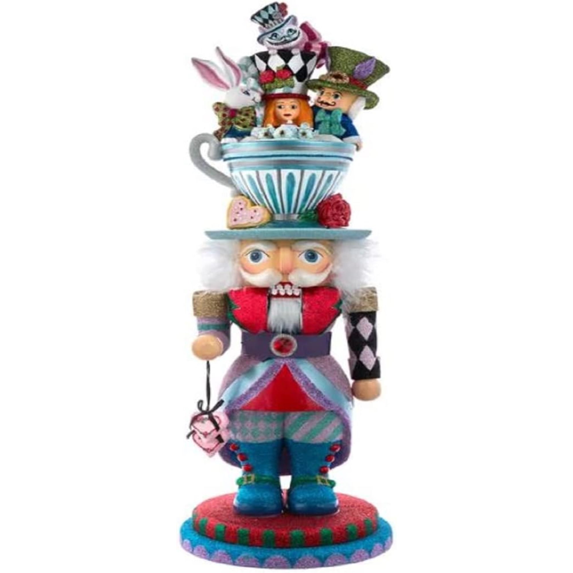 Kurt Adler Alice Teacup Party Hat Nutcracker, Multicolored, 24"