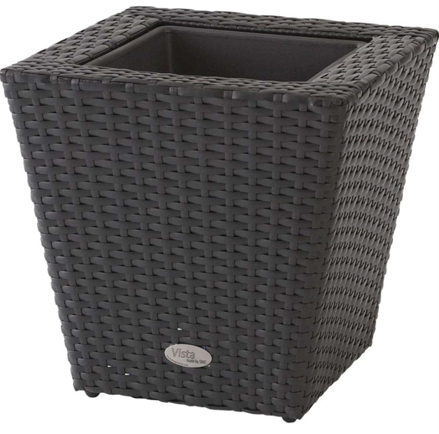 DMC Products Vista Square Resin Wicker Planter, Black, 22-Inch