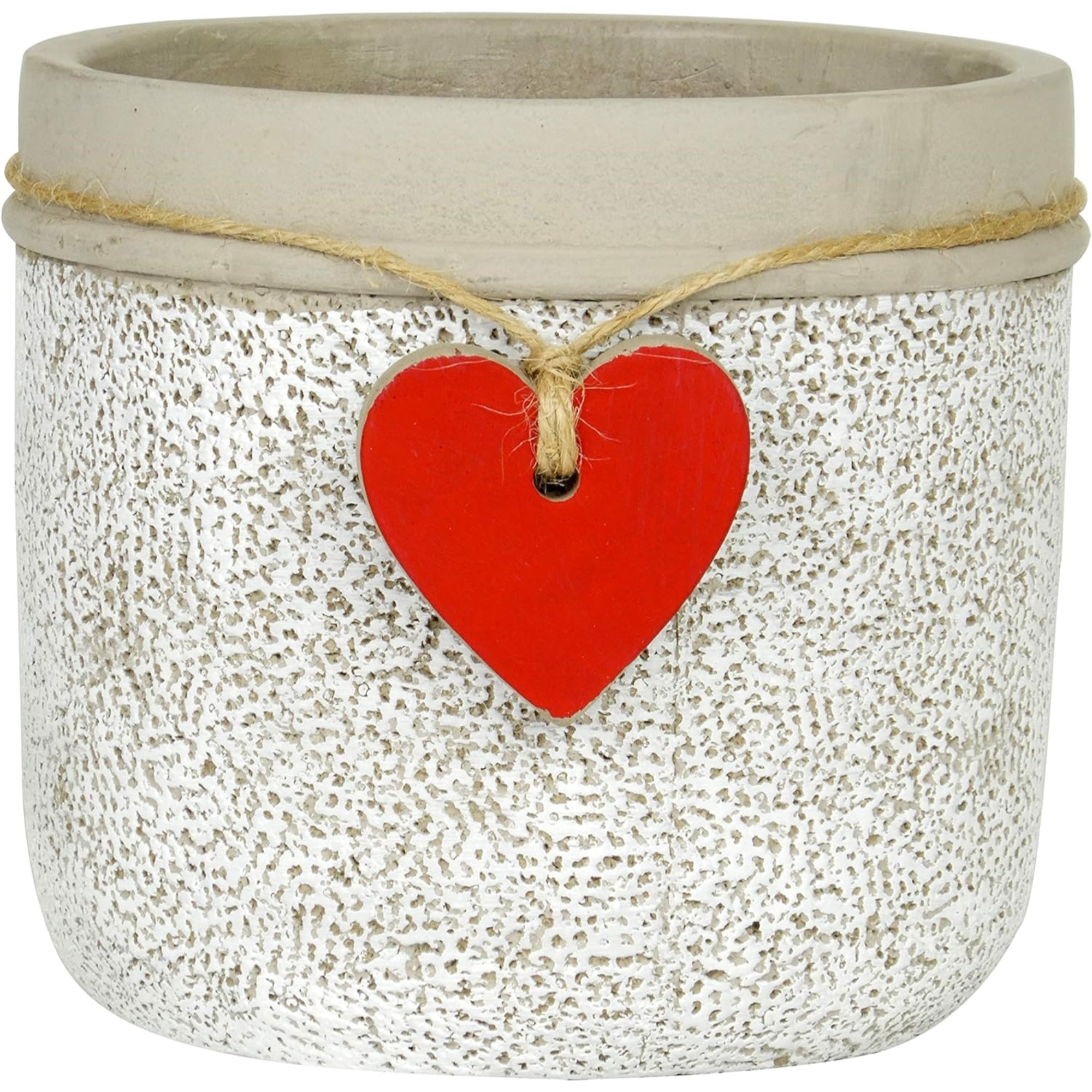 Classic Home and Garden Indoor or Outdoor Cement Heart Pot Planter, Whitewash