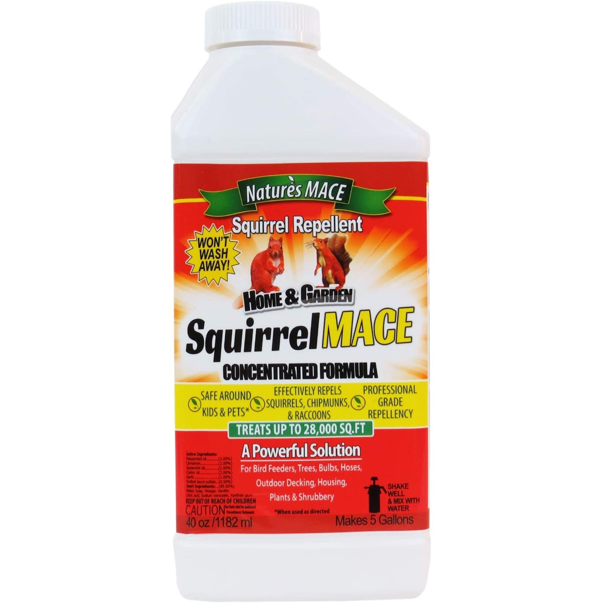 Nature's Mace Squirrel Repellent Concentrate/Covers 28,000 Sq Ft, 40oz
