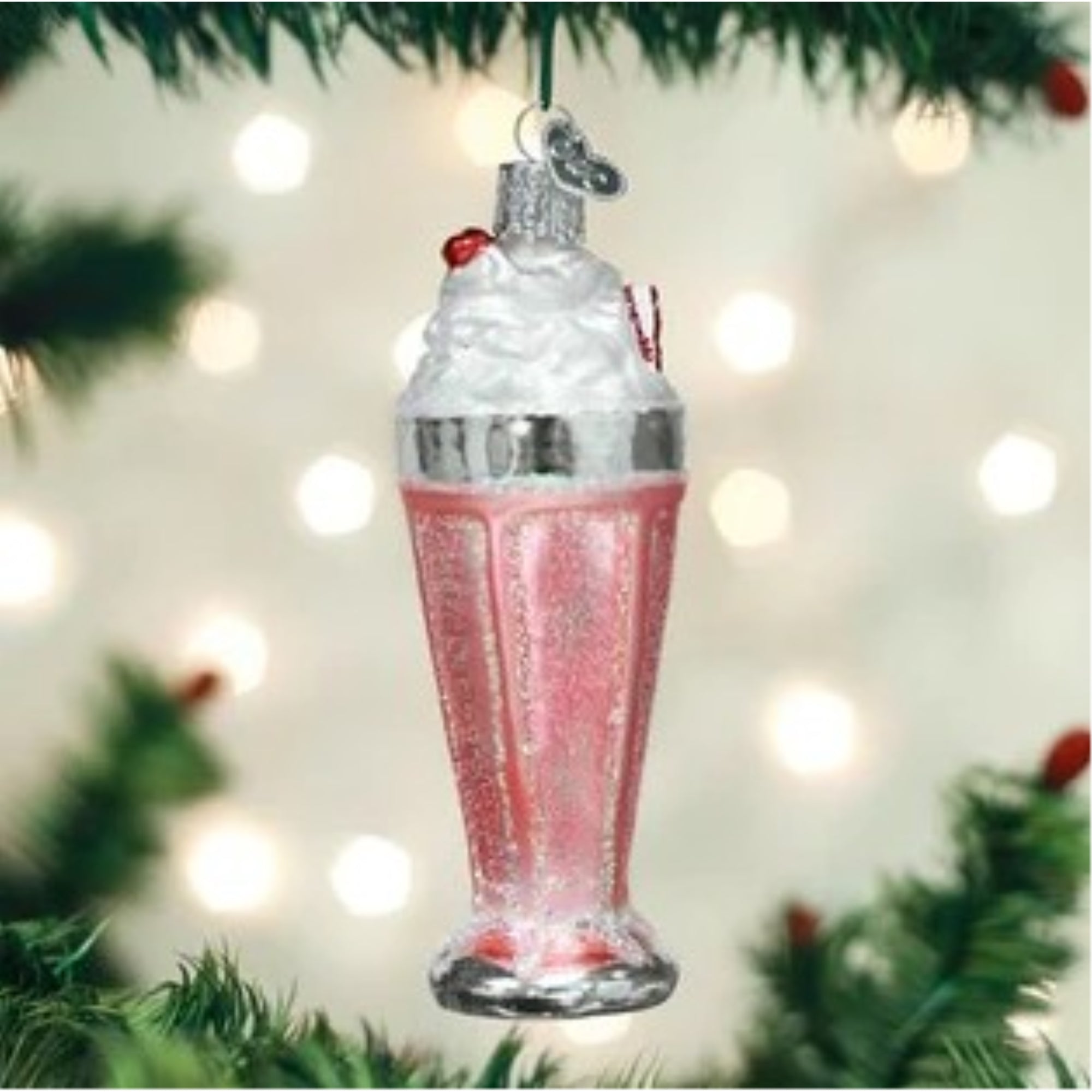 Old World Christmas Milkshake Glass Blown Ornament